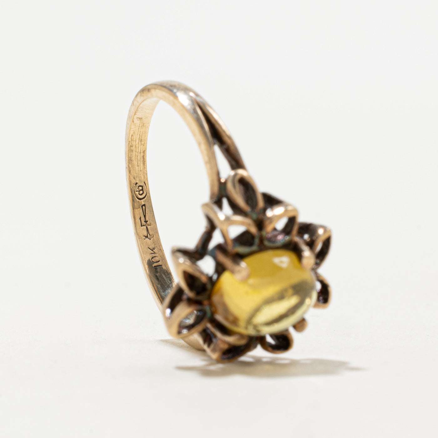 Vintage Canadian 10K Synthetic Yellow Sapphire Ring | 1.70ct | SZ 6.25