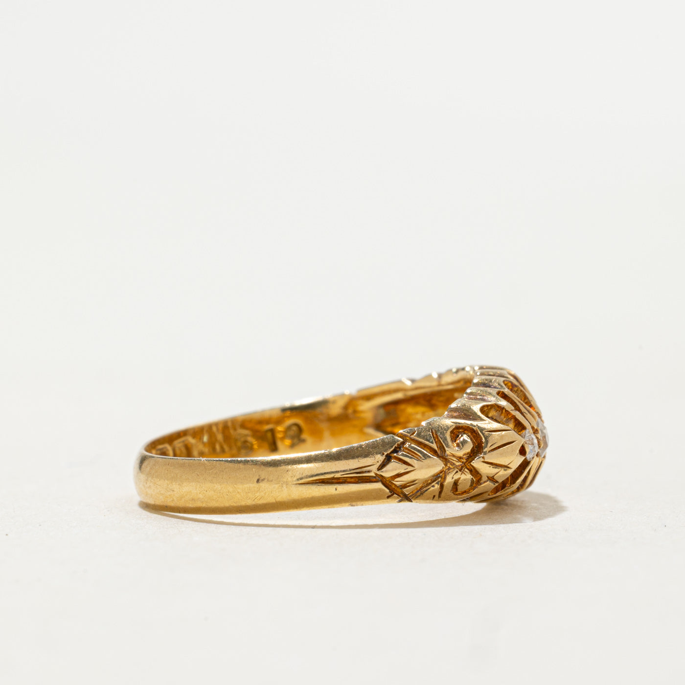 1912 Birmingham 18K Five Stone Old Mine Cut Boat Ring | 0.14ctw | SZ 6.5