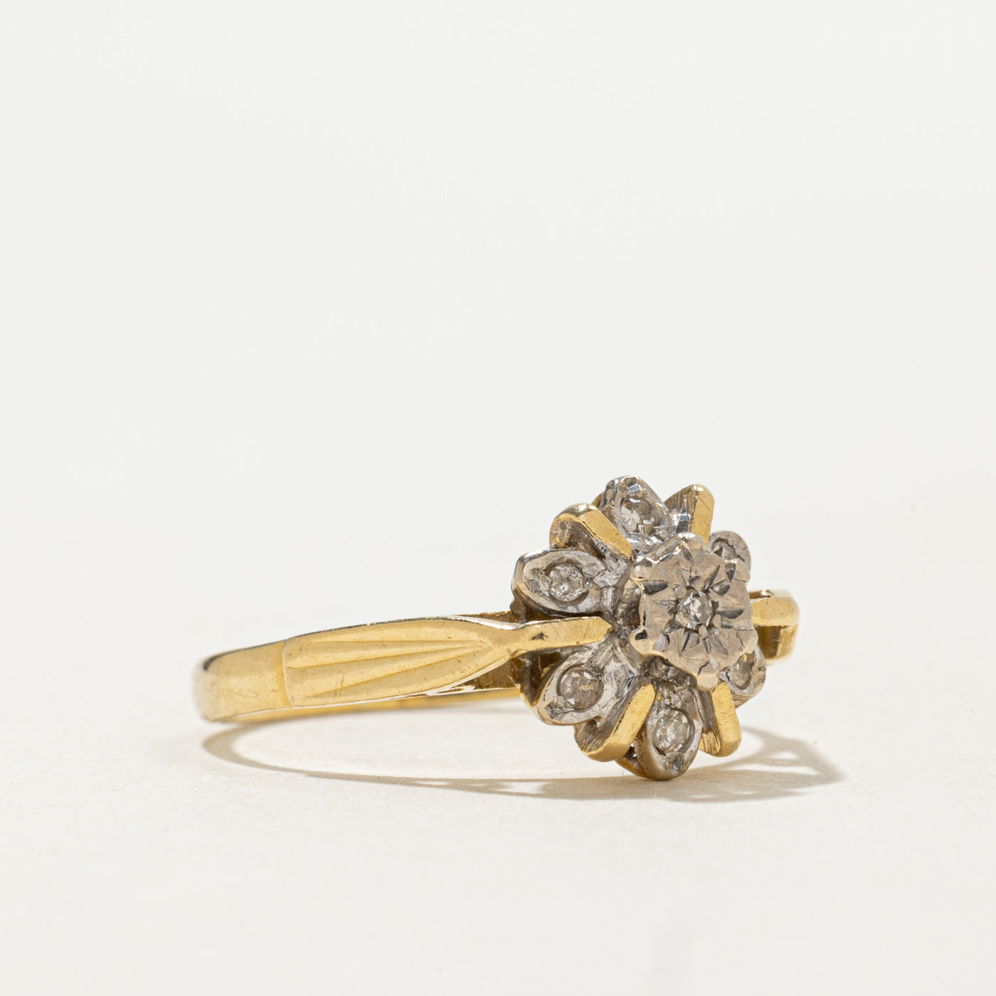 1973 London 18K Diamond Floral Cluster Ring | 0.035ctw | SZ 5.25