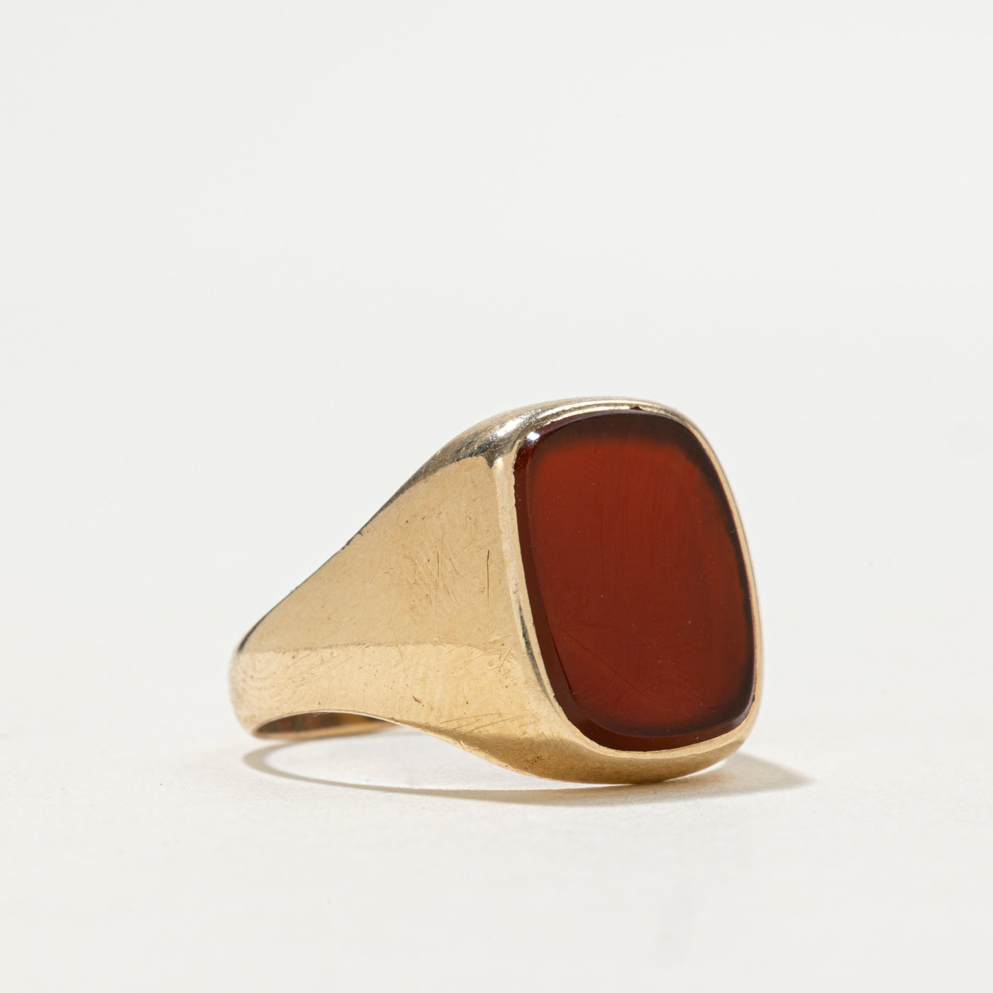 Bague chevalière en cornaline 9K, Londres, 1971 | 2,75 ct | Taille 8