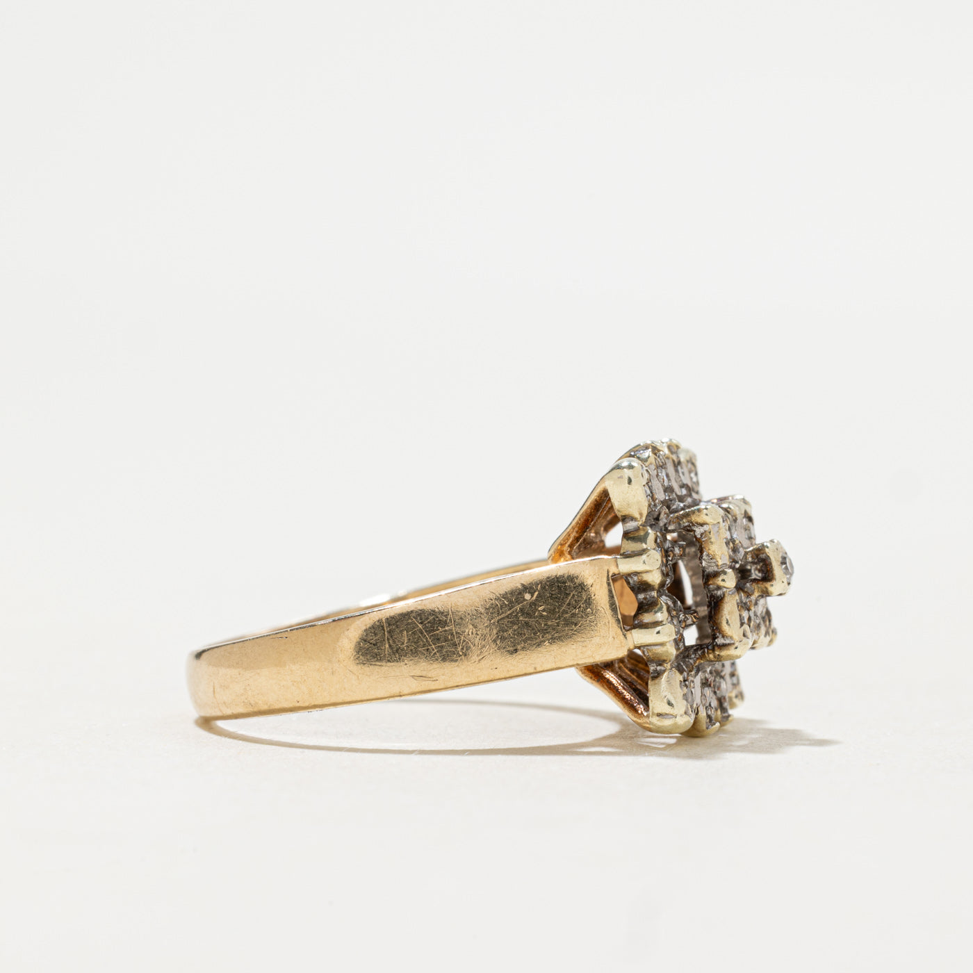 1980 Birmingham 9K Diamond Square Cluster Ring | 0.09ctw | SZ 7.25