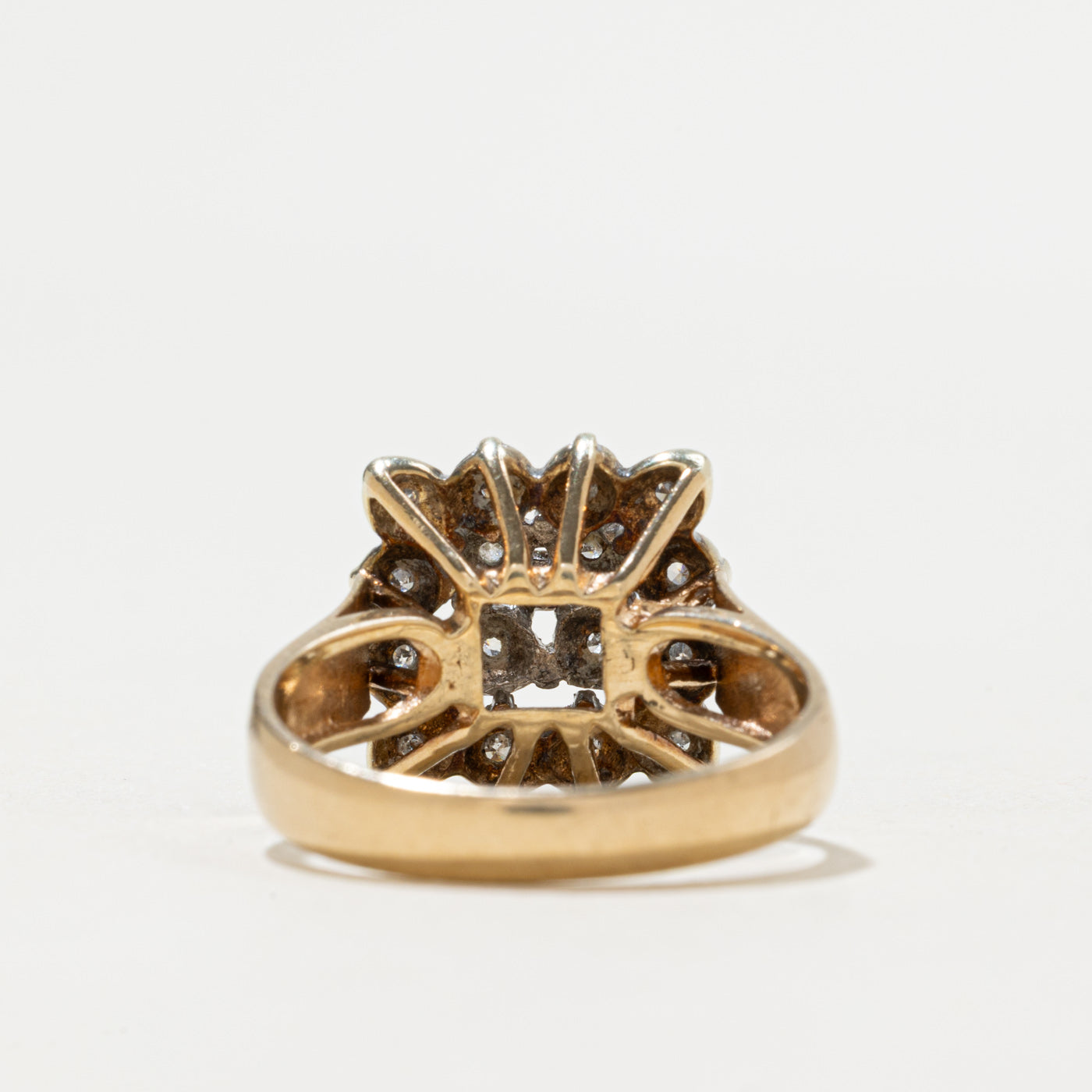 1980 Birmingham 9K Diamond Square Cluster Ring | 0.09ctw | SZ 7.25