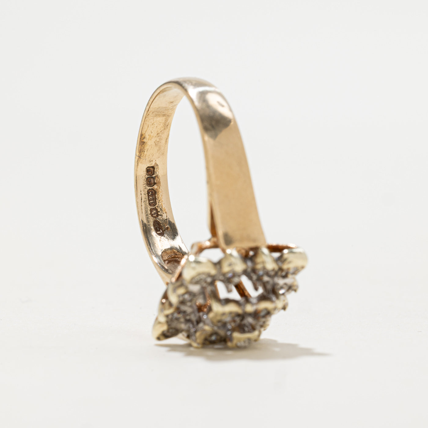1980 Birmingham 9K Diamond Square Cluster Ring | 0.09ctw | SZ 7.25