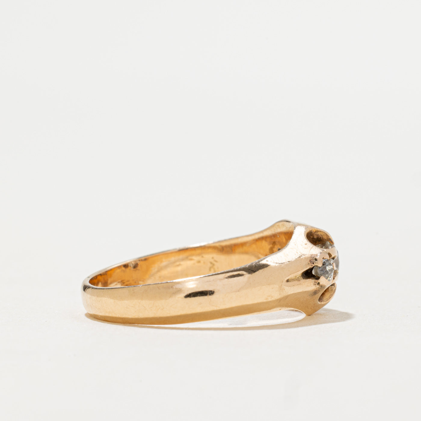 Pseudo Hallmarked 14K Belcher Set Old Mine Cut Diamond Ring | 0.46ctw | SZ 7.5