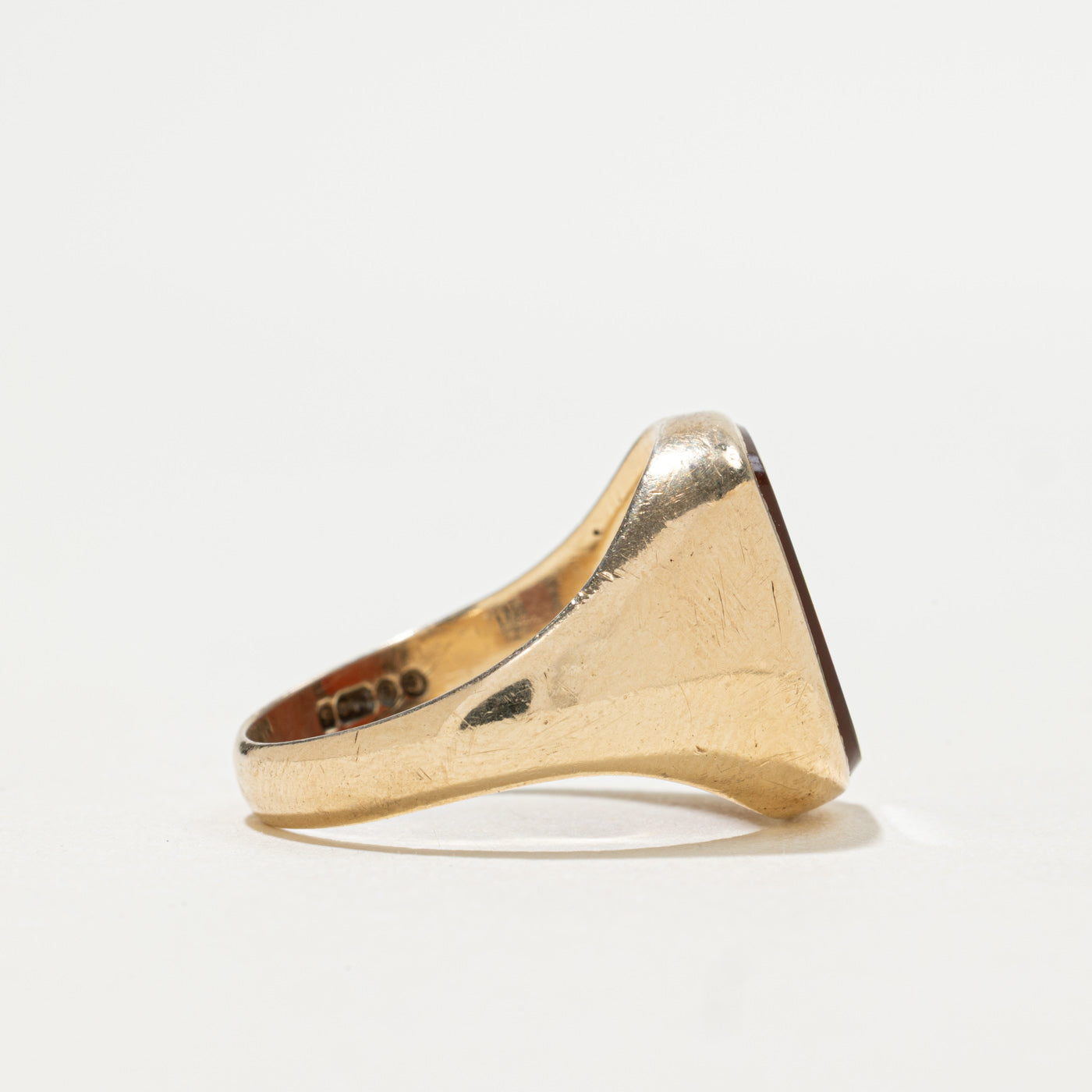 Bague chevalière en cornaline 9K, Londres, 1971 | 2,75 ct | Taille 8