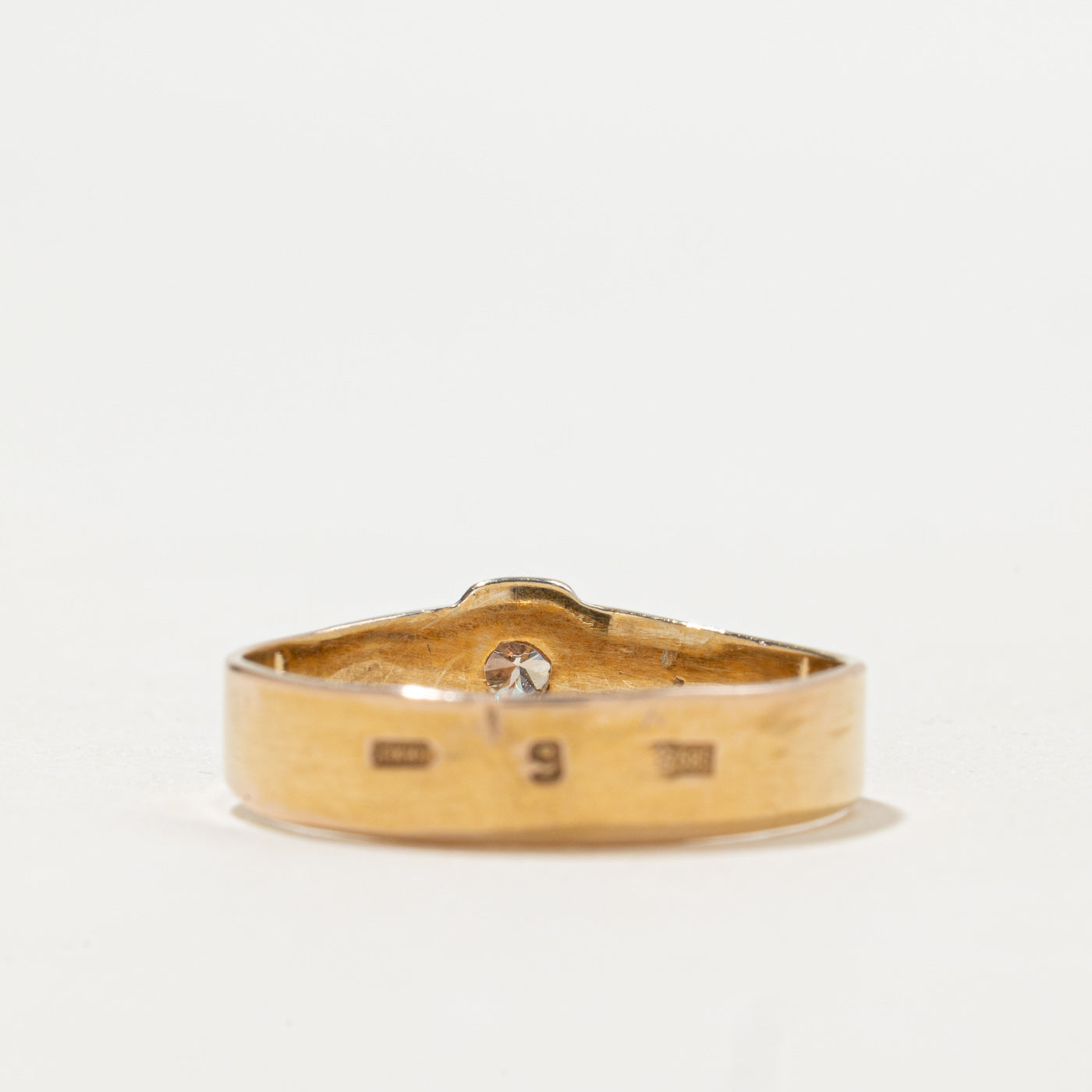 1991 Soviet Hallmarked Solitaire Belcher Set Ring | 0.10ct | SZ 7