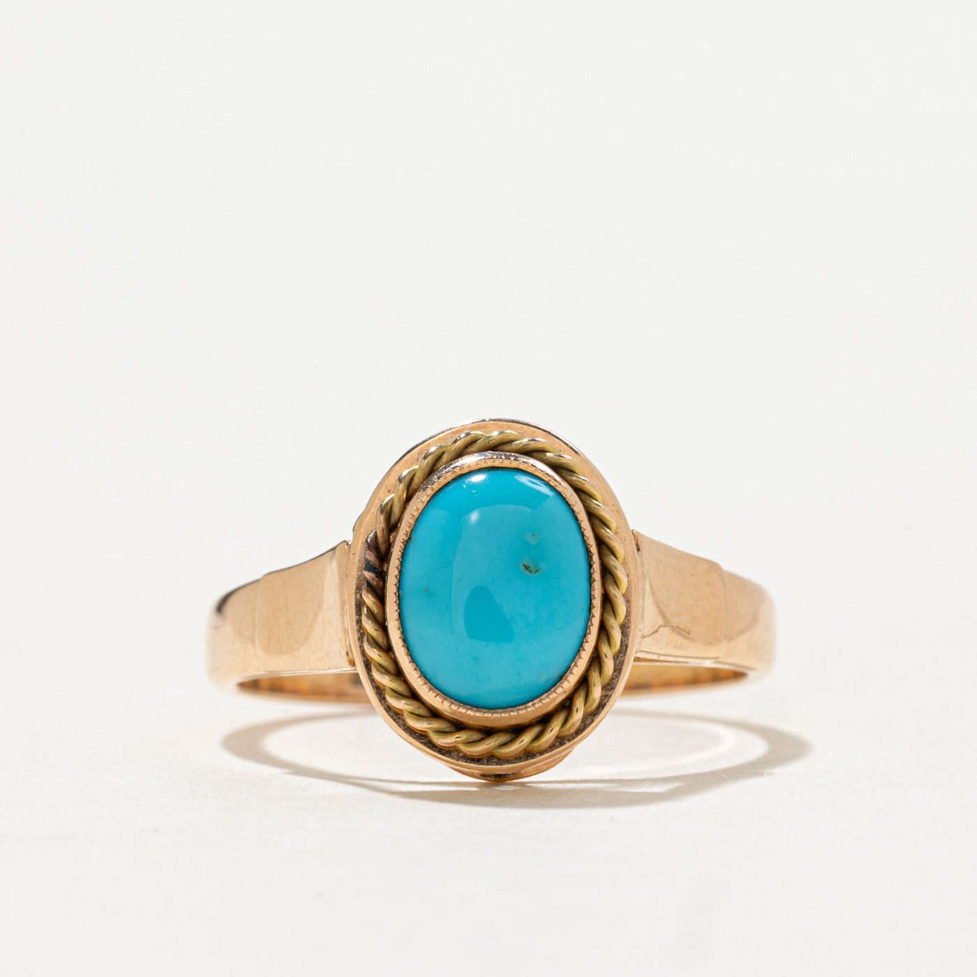 1977 Soviet Hallmarked 14K Bezel Imitation Turquoise Ring | 1.0ct | SZ 7.25
