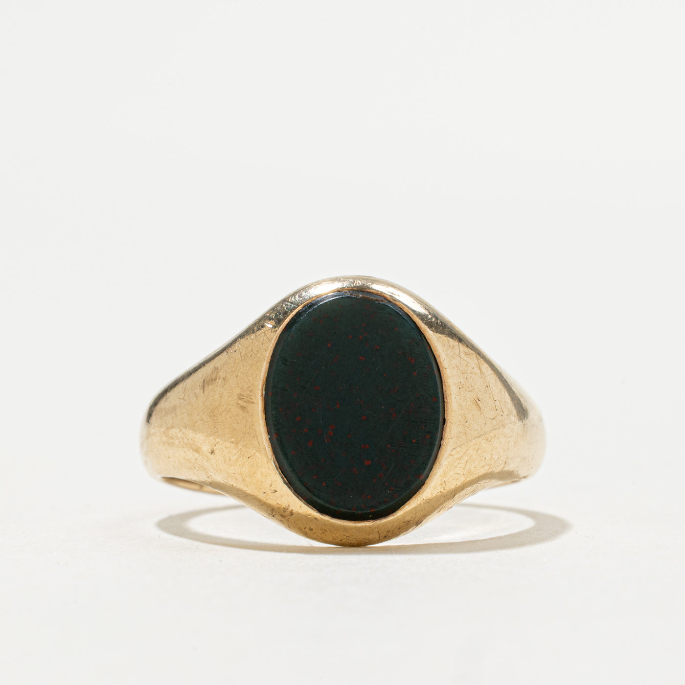 1967 Birmingham 9K Bloodstone Signet Ring | 1.80ct | SZ 8.5