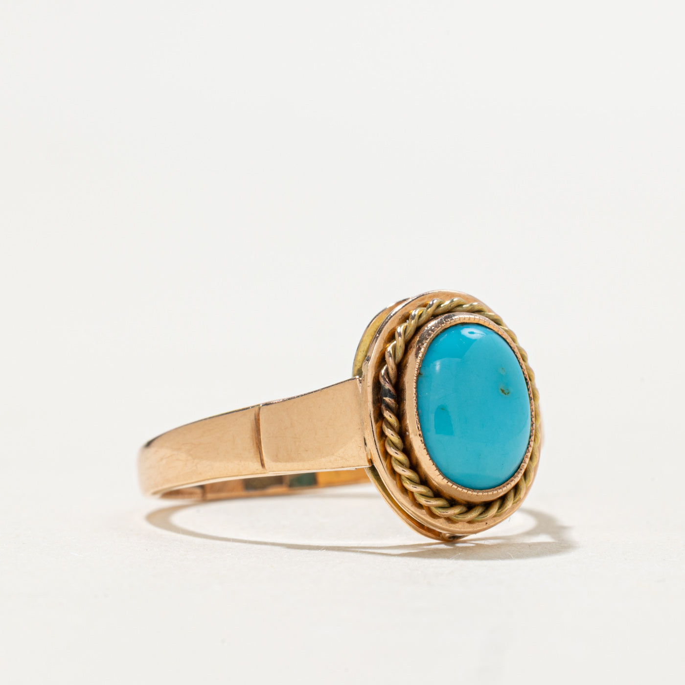 1977 Soviet Hallmarked 14K Bezel Imitation Turquoise Ring | 1.0ct | SZ 7.25