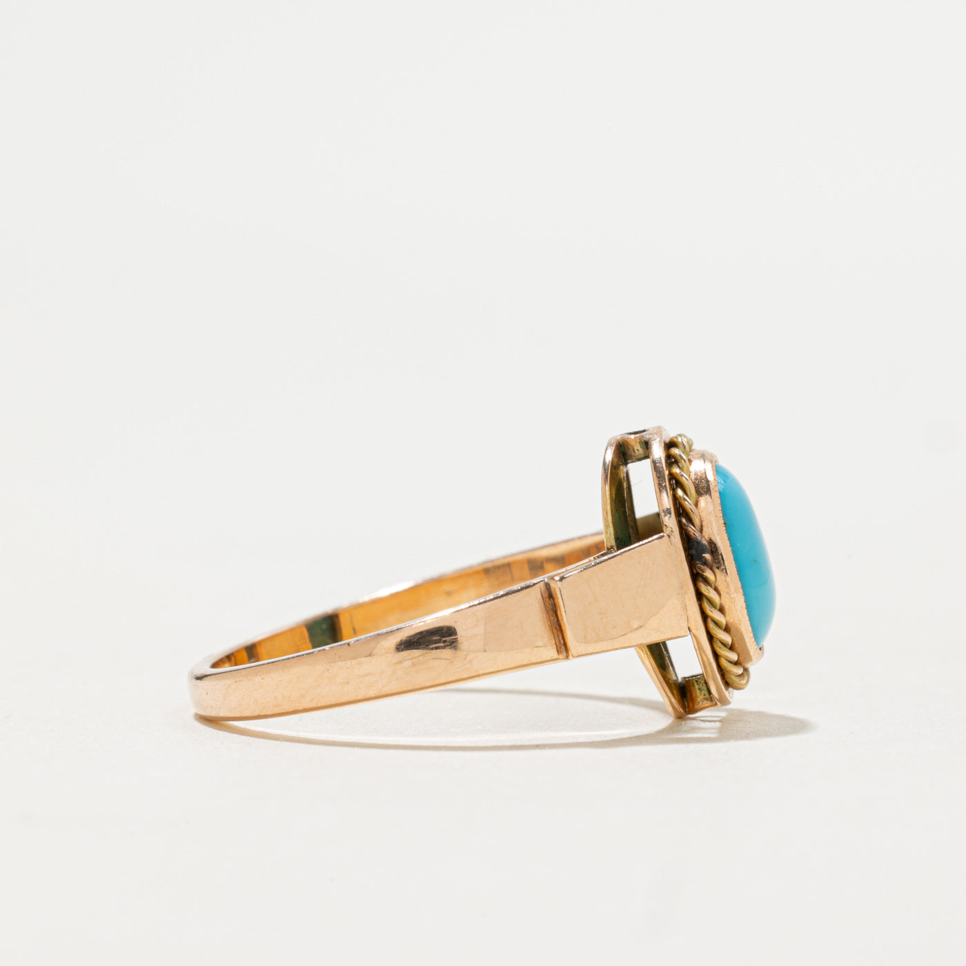 1977 Soviet Hallmarked 14K Bezel Imitation Turquoise Ring | 1.0ct | SZ 7.25