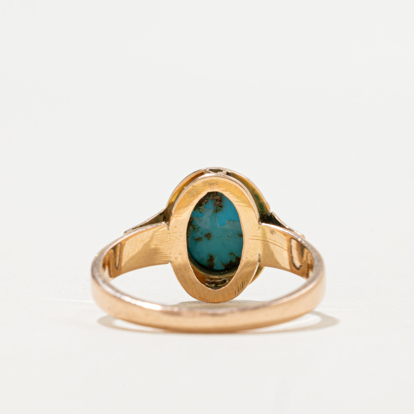 1977 Soviet Hallmarked 14K Bezel Imitation Turquoise Ring | 1.0ct | SZ 7.25