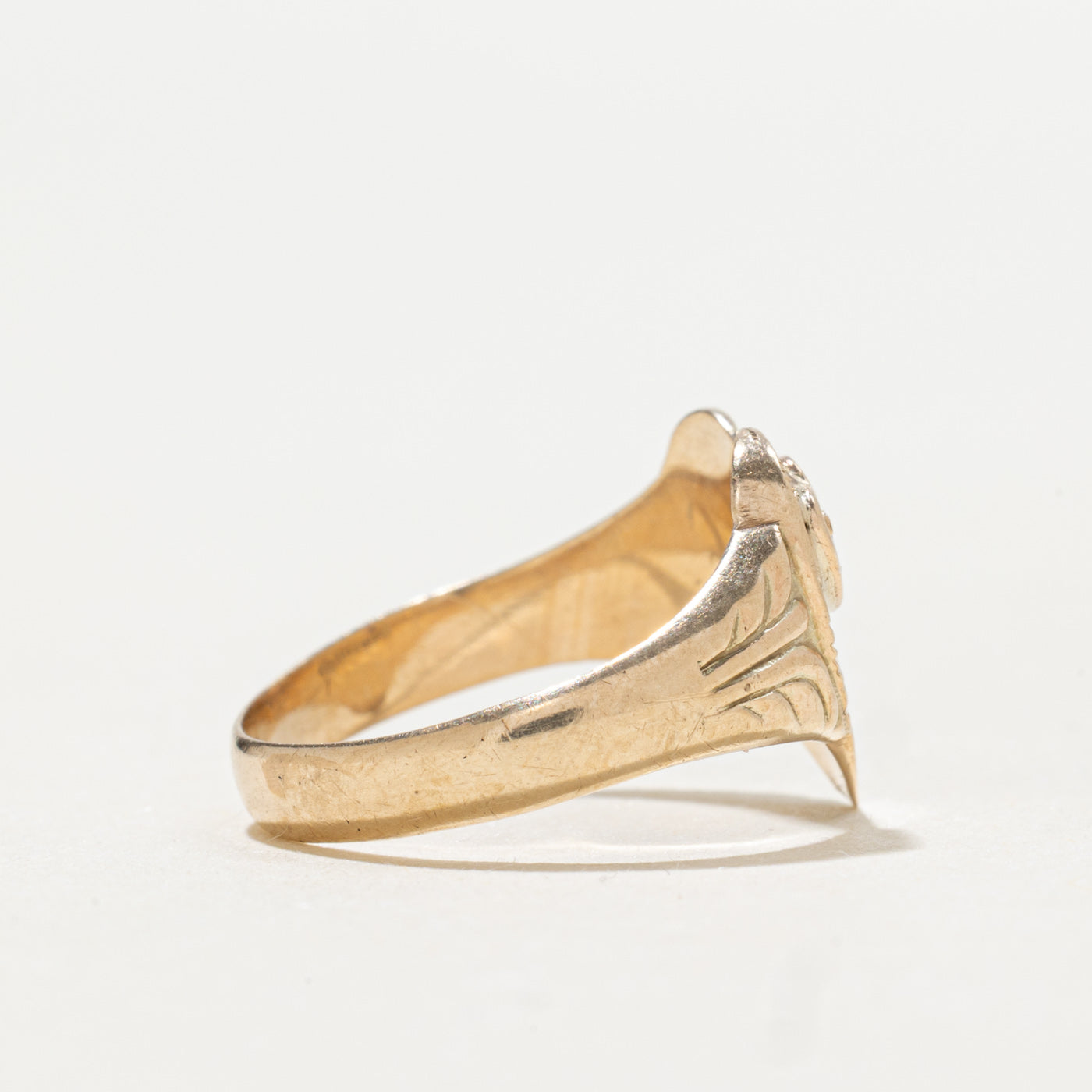 9K Synthetic Ruby Milgrain Heart Signet Ring | 0.01ct | SZ 3.5