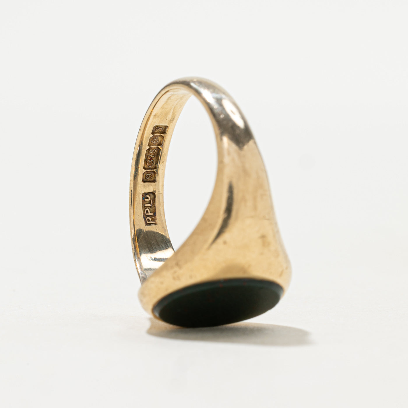 1967 Birmingham 9K Bloodstone Signet Ring | 1.80ct | SZ 8.5