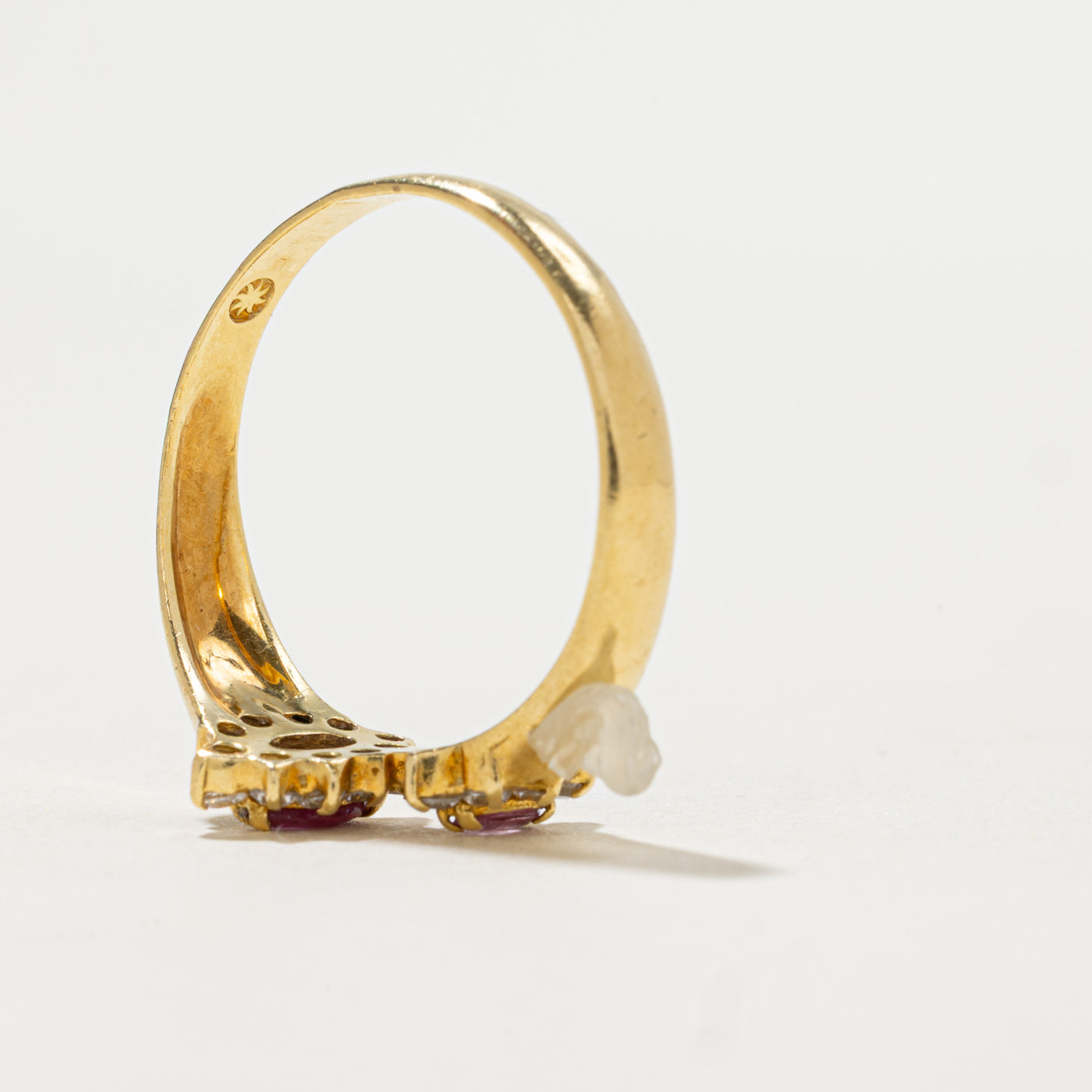 Italian Toi et Moi Marquise Cut Ruby & Diamond Halo Ring | 0.15ctw, 0.25ctw | SZ 9