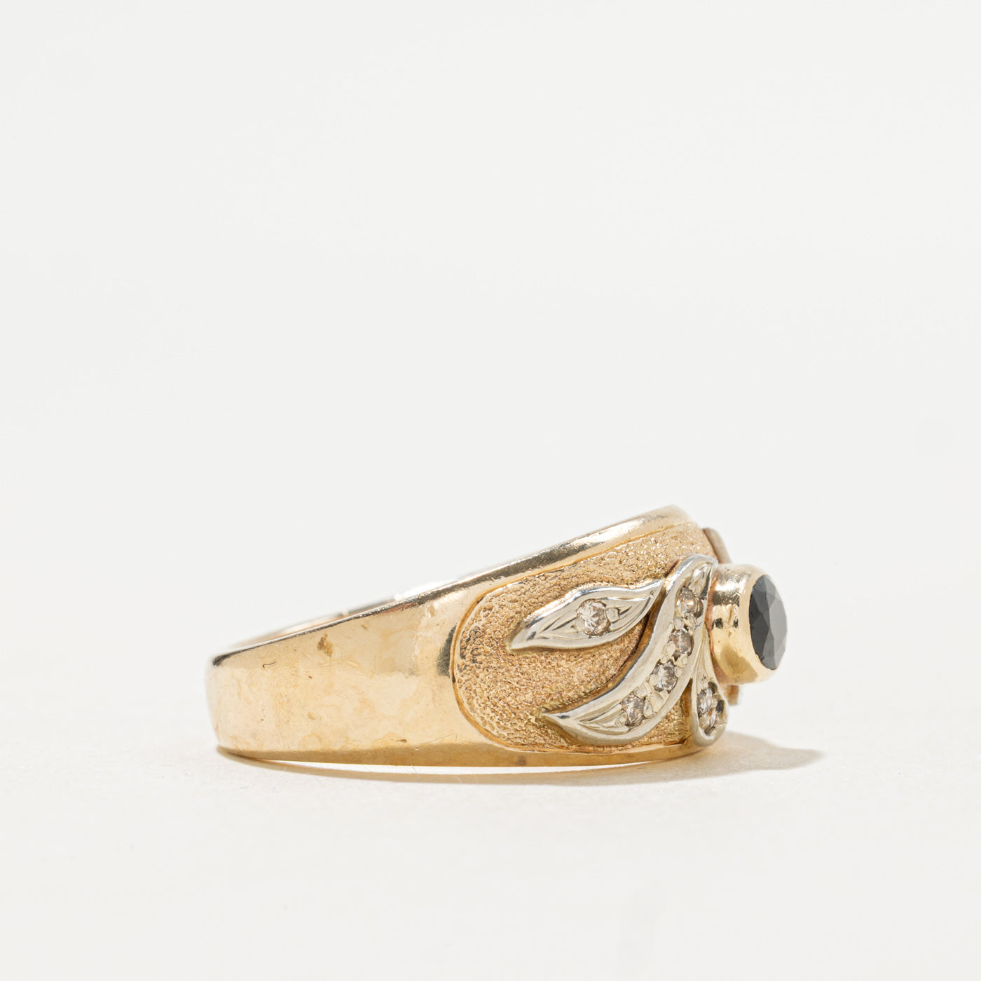 East West Sapphire & Diamond Floral Accented Ring | 0.50ct, 0.16ctw | SZ 7.5