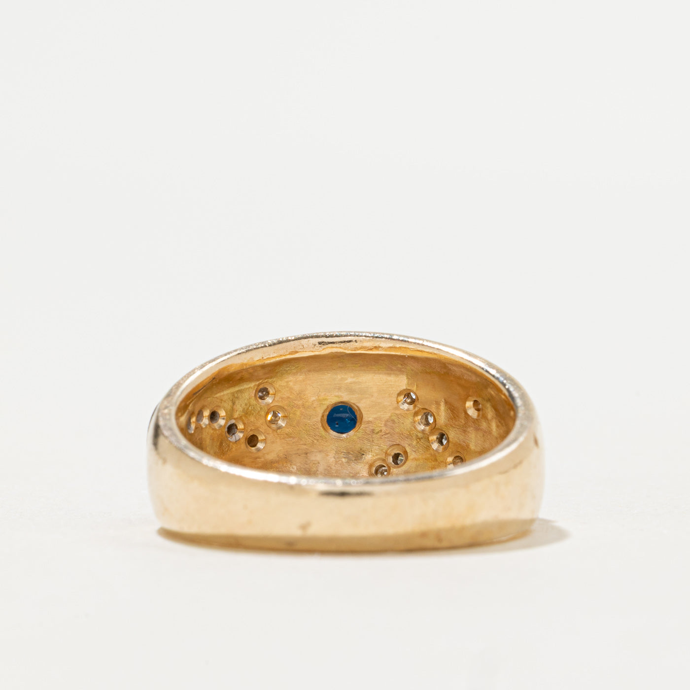 East West Sapphire & Diamond Floral Accented Ring | 0.50ct, 0.16ctw | SZ 7.5