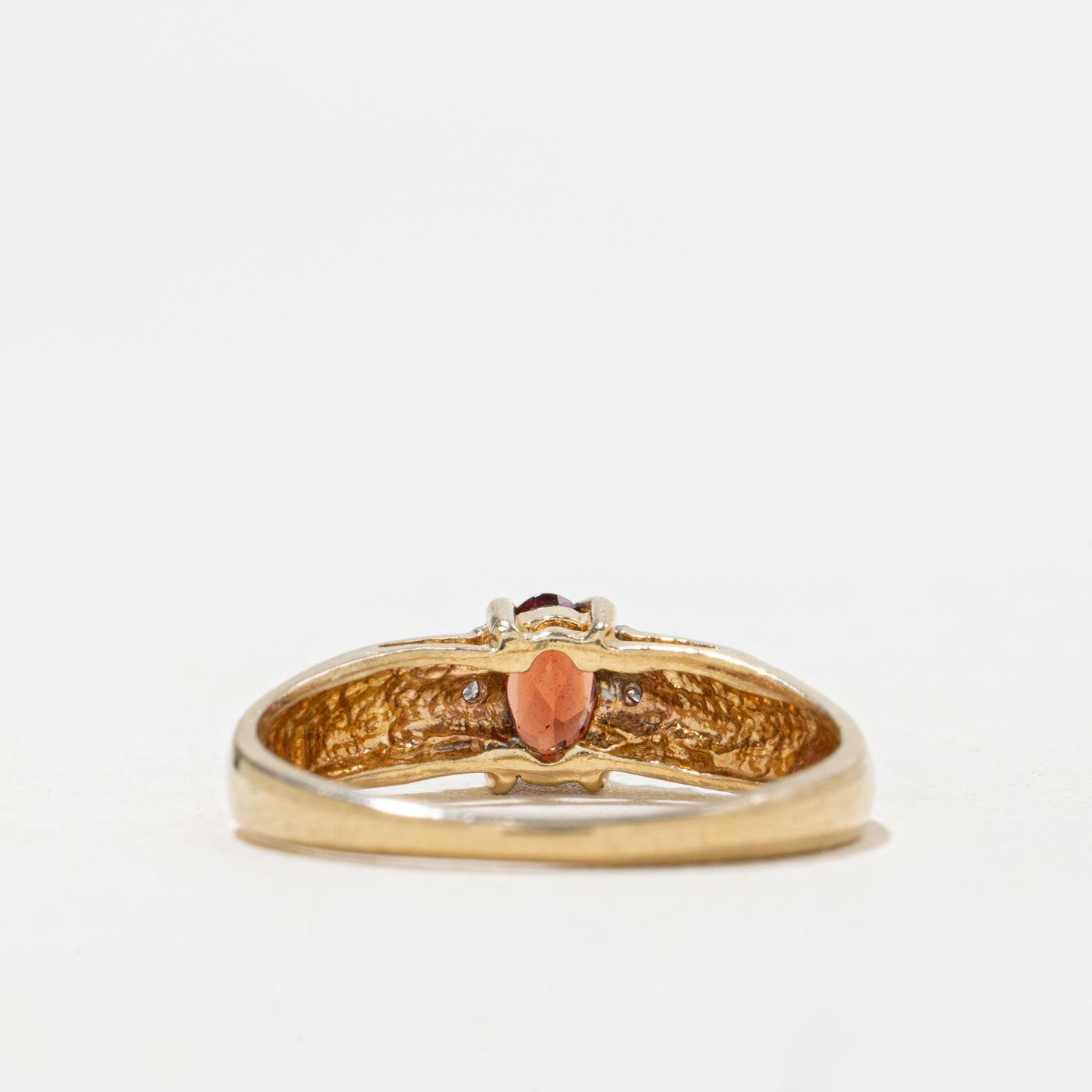 10K Garnet & Diamond Accented Ring | 0.20t, 0.01ctw | SZ 5