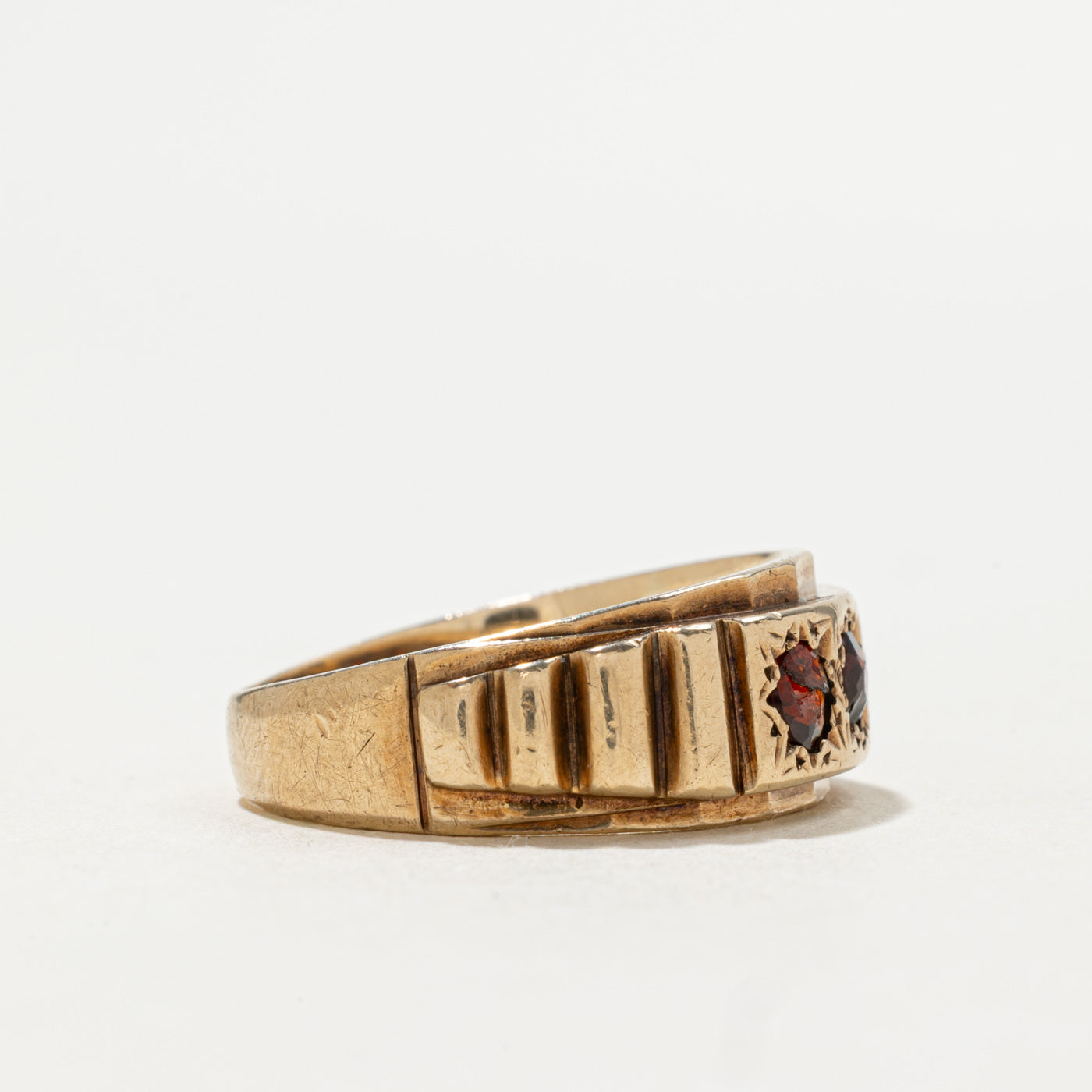 1973 Birmingham 9K Star Set Three Stone Garnet Ring | 0.50ctw | SZ 8.5