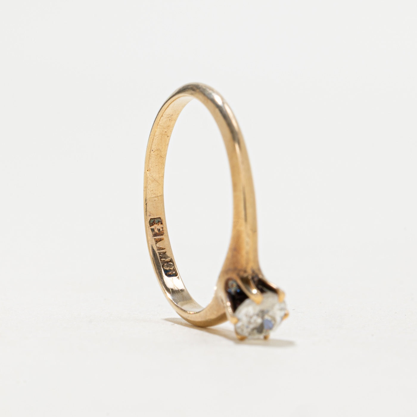 Bague solitaire en or 18 carats avec diamant taille ancienne européenne | 0,27 ct | Taille 5,75