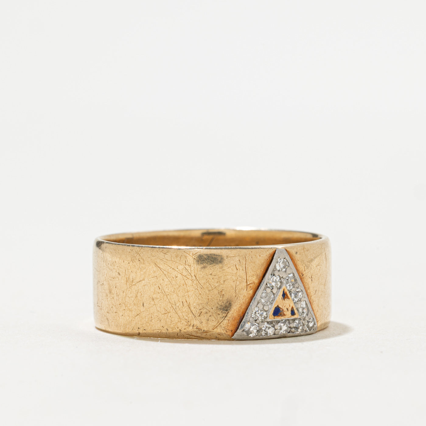 14K Masonic Pave Set Diamond Triangle Band | 0.1ctw | SZ 10.5