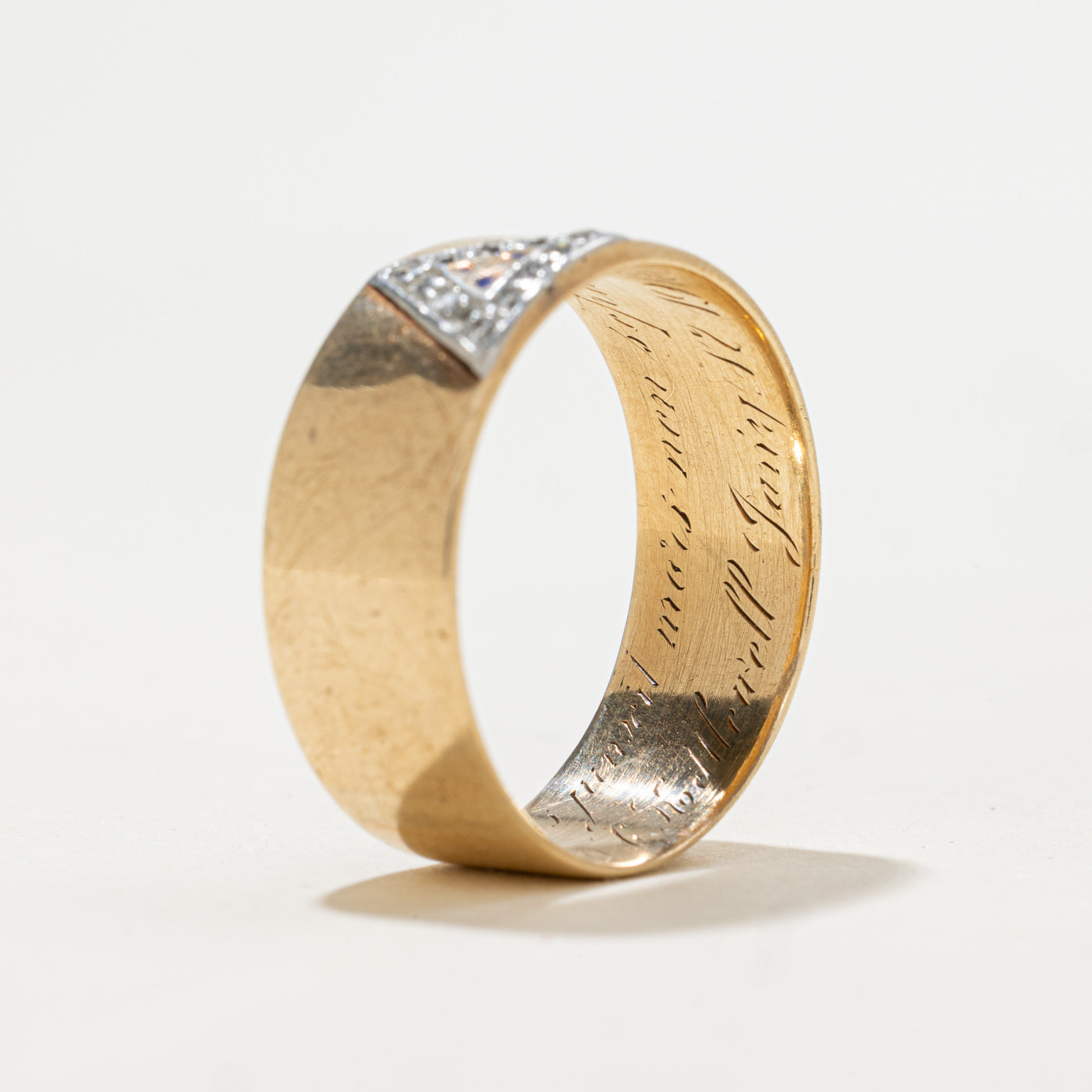 14K Masonic Pave Set Diamond Triangle Band | 0.1ctw | SZ 10.5