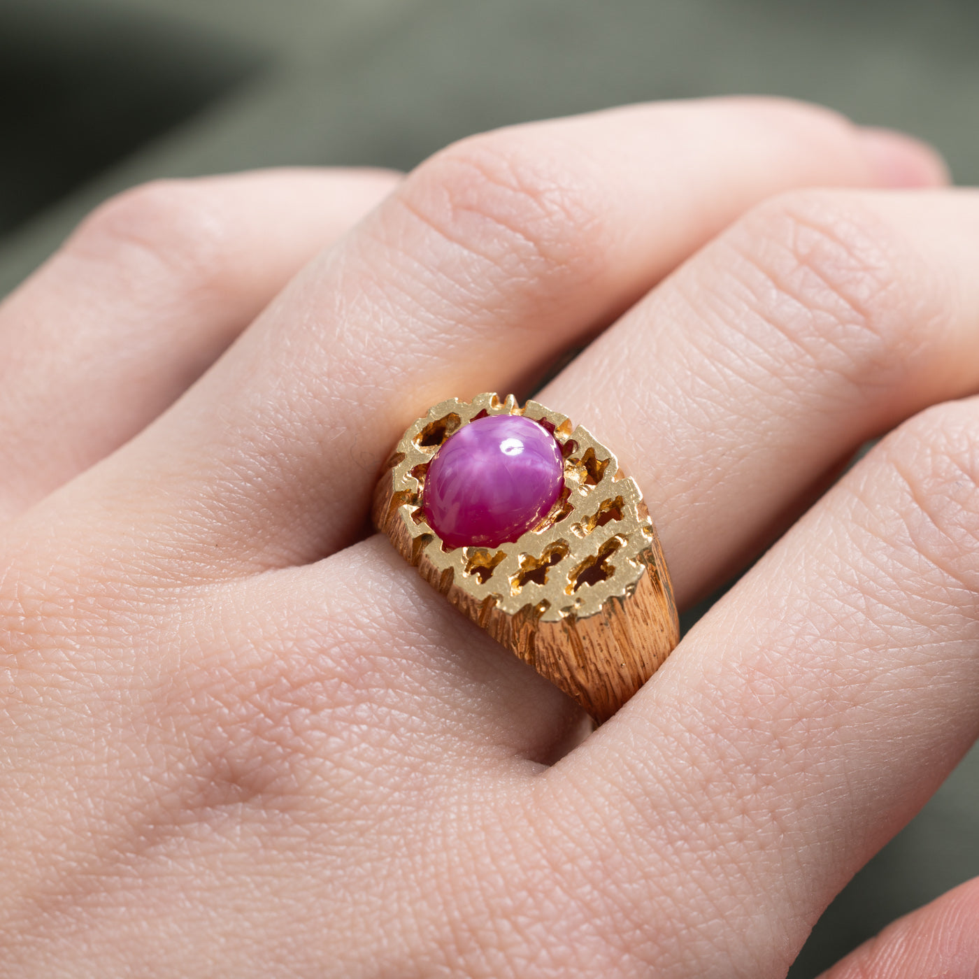 Synthetic Sapphire Openwork Signet Ring | 4.00ct | SZ 10.5