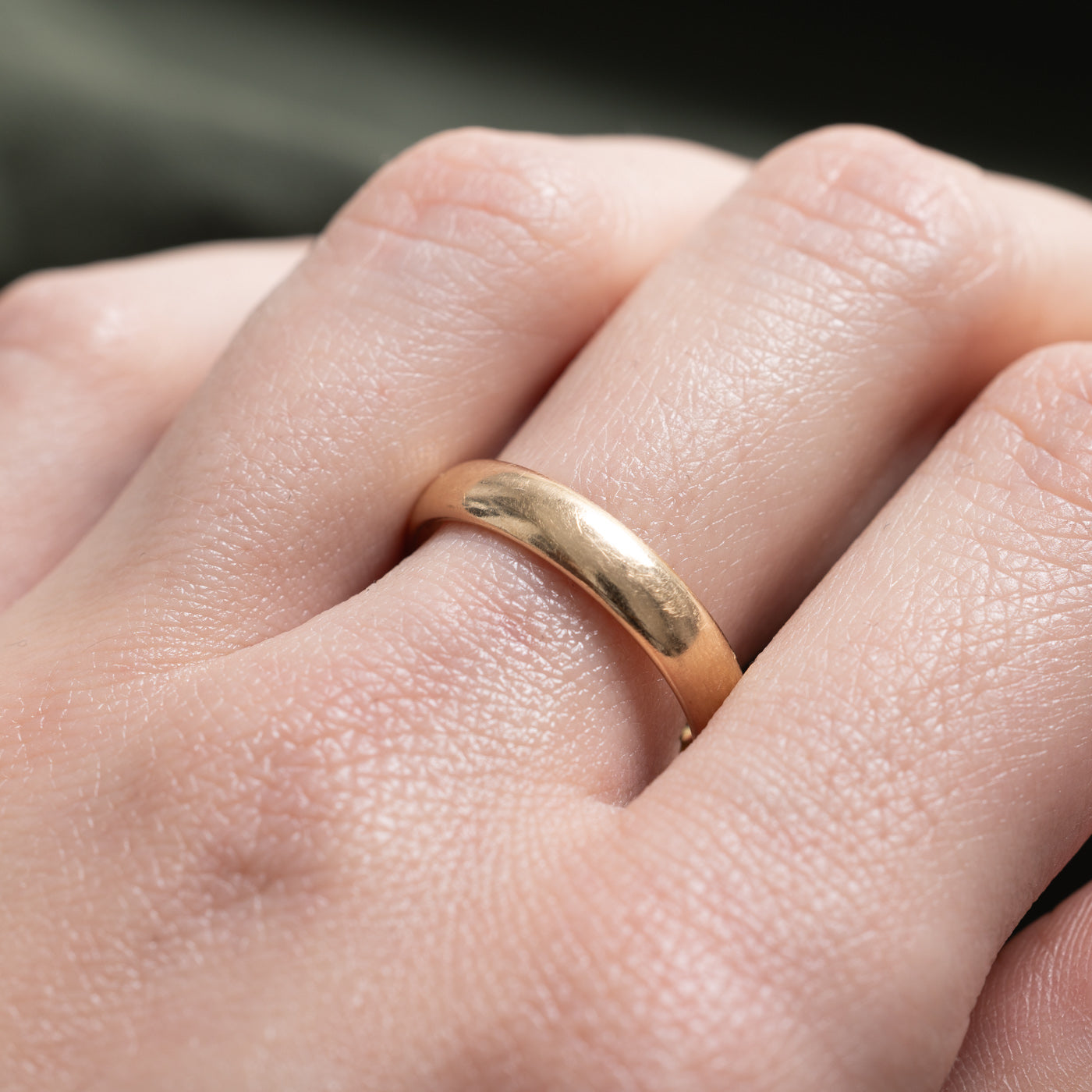 Bague vintage en or jaune 18 carats avec faux poinçon | 4,25 mm | Taille 8