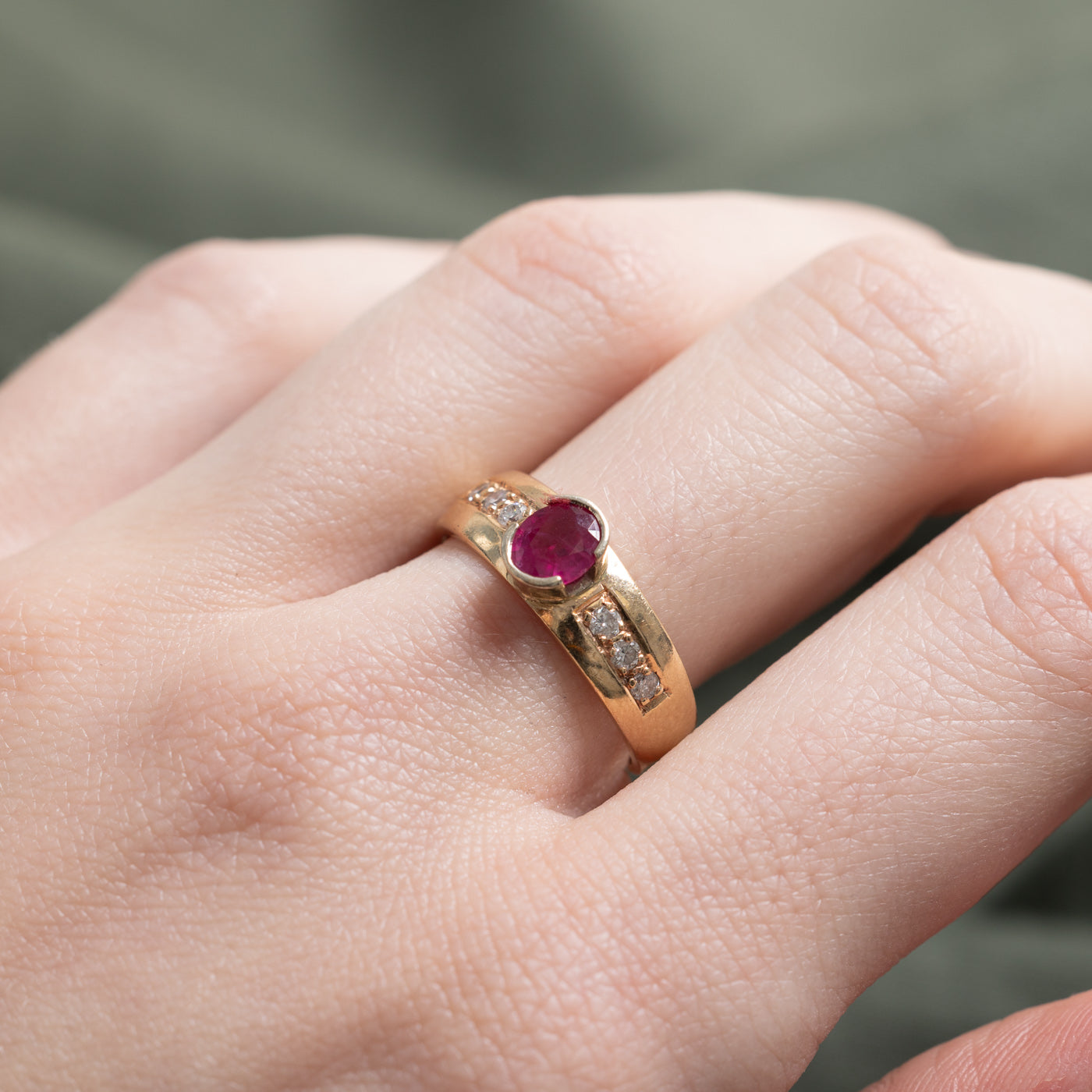 Semi Bezel Ruby & Diamond Ring | 0.80ct, 0.18ctw | SZ 7.5