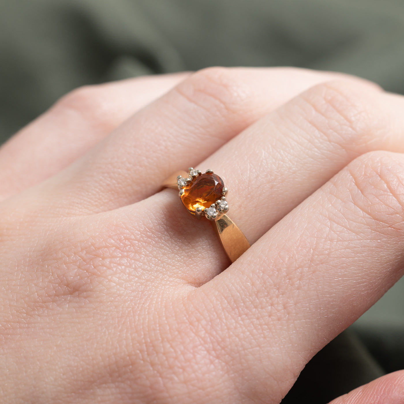 'Birks' Oval Cut Citrine & Diamond Petal Ring | 0.60ct, 0.04ctw | SZ 6.25