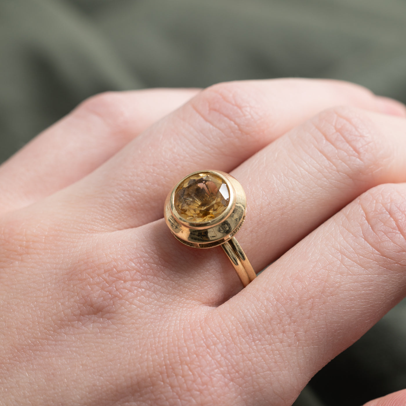 Bezel Set Round Cut Citrine Ring | 2.70ct | SZ 7.25