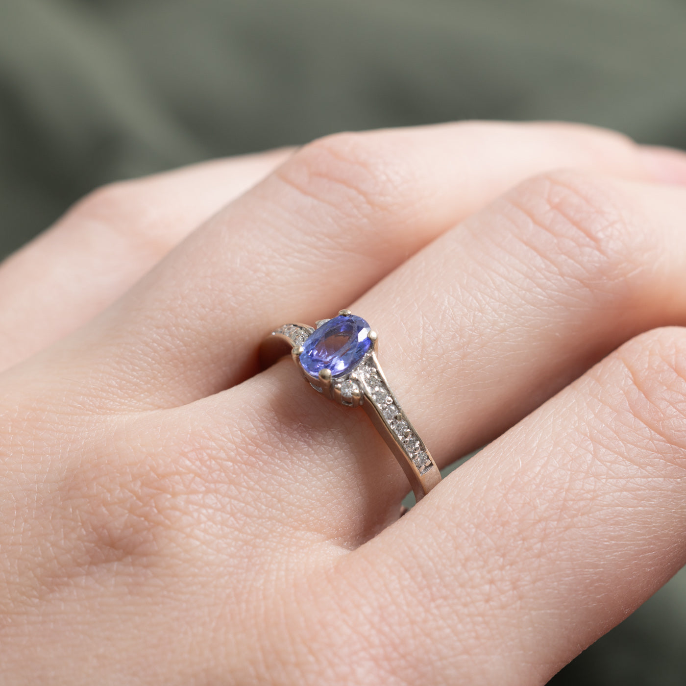 Oval Cut Tanzanite & Diamond Bypass Ring | 0.78ct, 0.14ctw | SZ 8.25