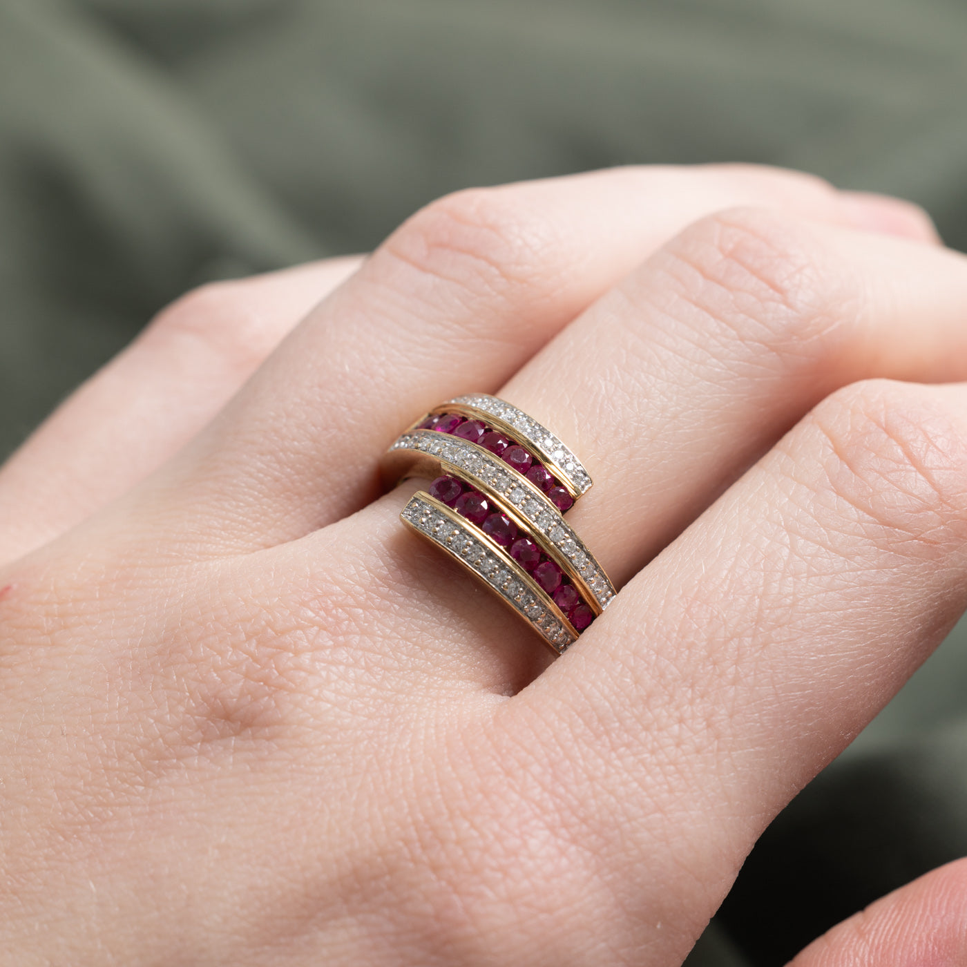 Ruby & Diamond Multi Row Wrap Band | 0.70ctw, 0.25ctw | SZ 8.5