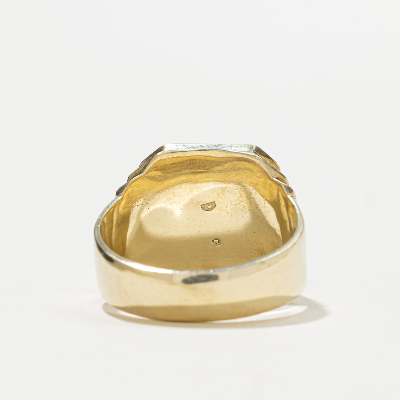 Bague chevalière cannelée antique austro-hongroise en or jaune 14 carats | Taille 10