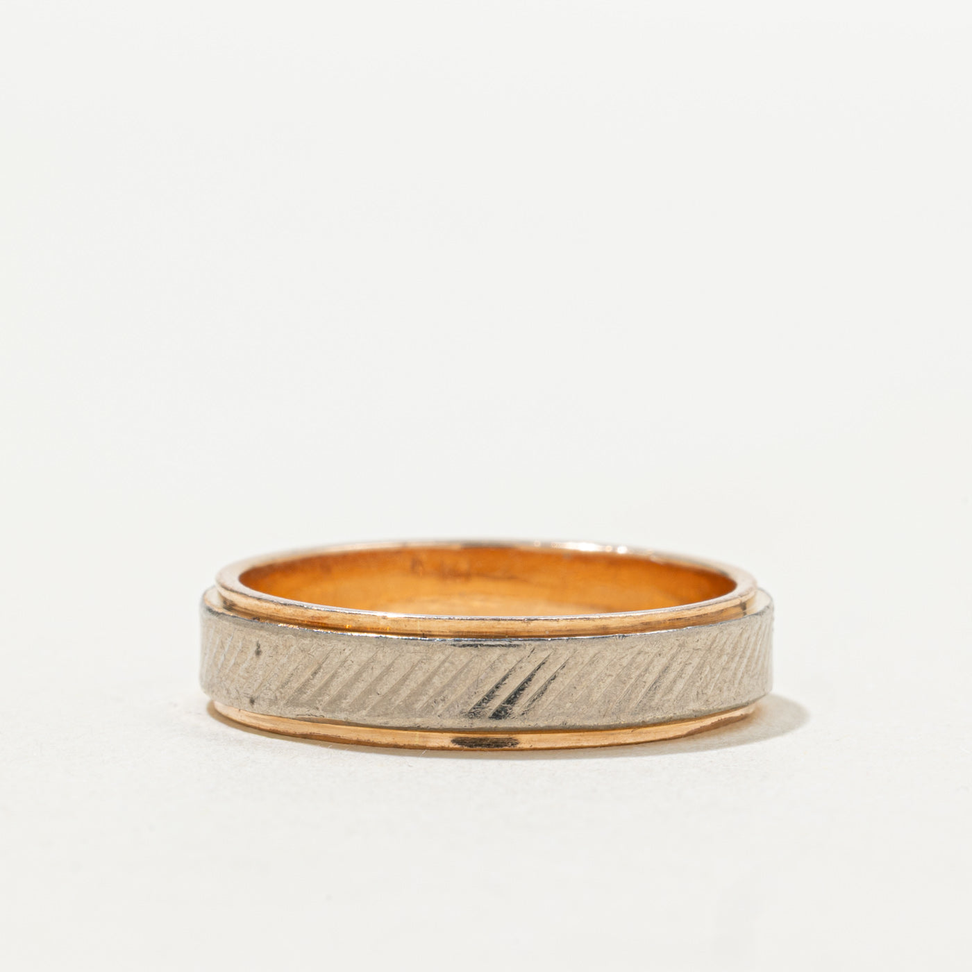 Alliance arménienne en or rose et blanc 14 carats (1980) | 4,5 mm | Taille 7,5