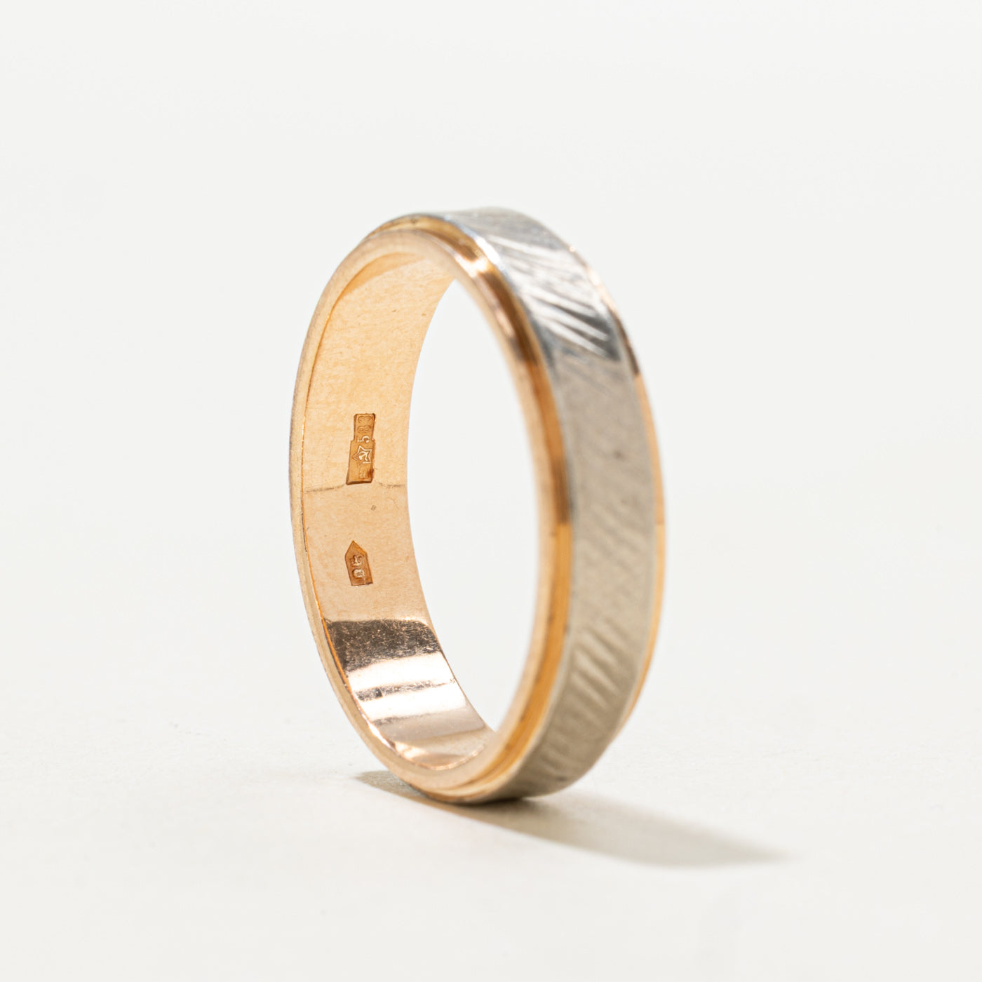 Alliance arménienne en or rose et blanc 14 carats (1980) | 4,5 mm | Taille 7,5