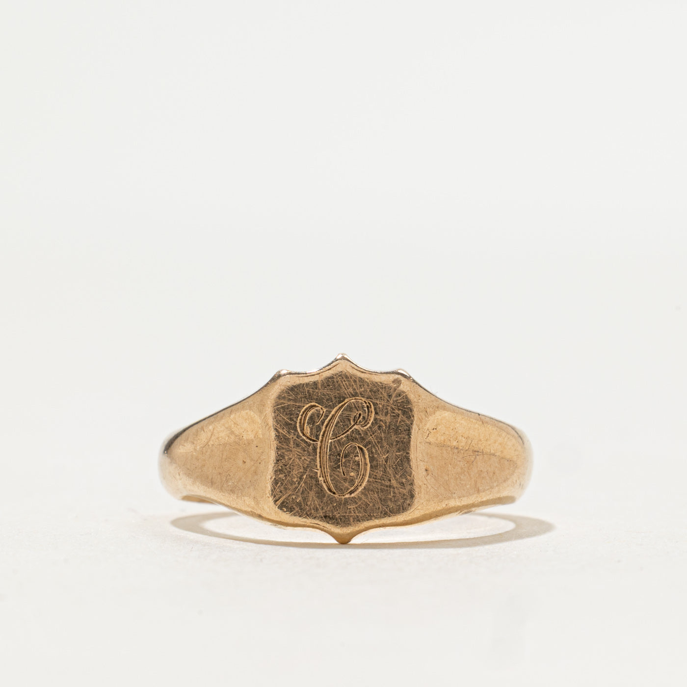 1971 Birmingham 9K "C" Initial Signet Ring | SZ 5.5