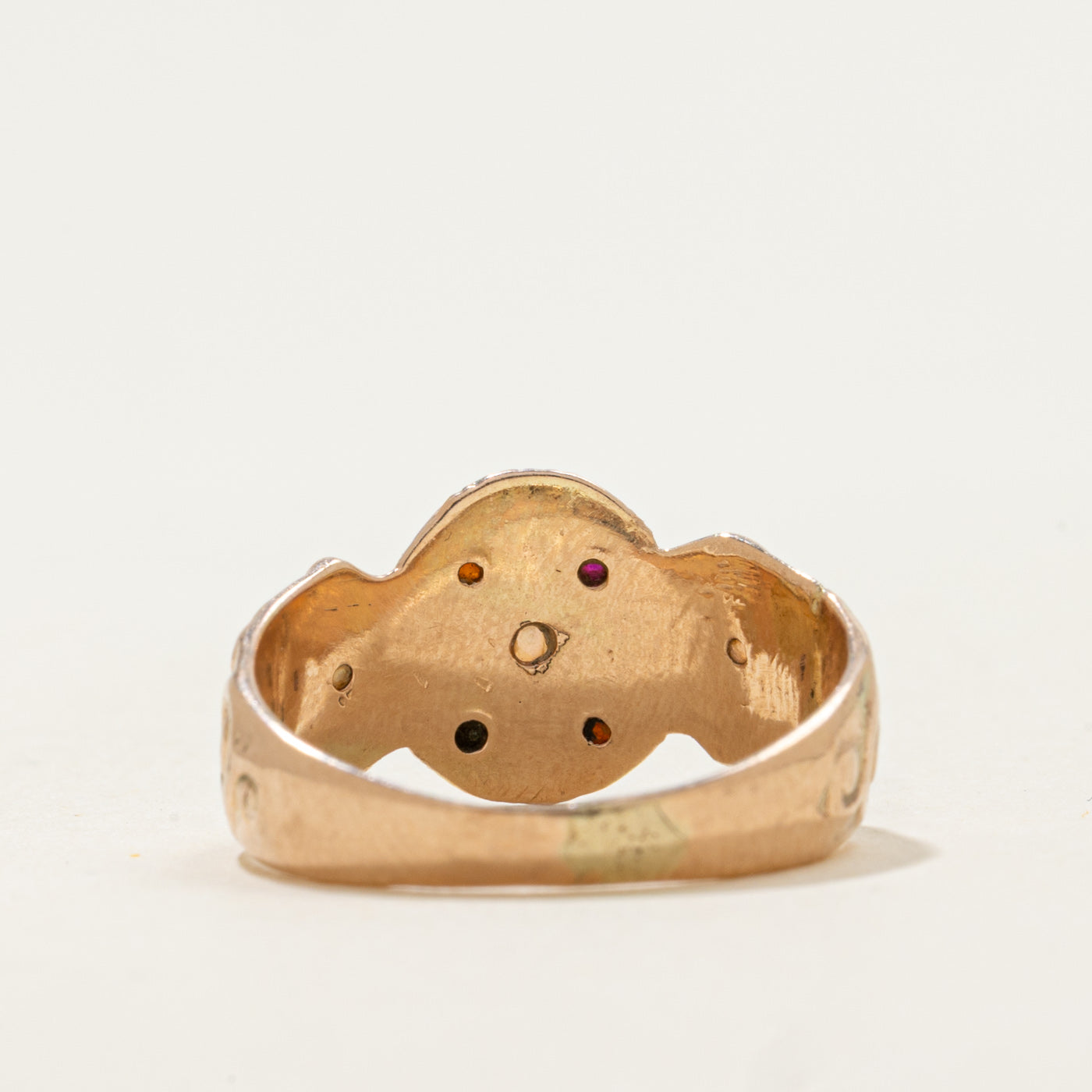 10k Opal & Garnet Victorian Style Ring | 0.25ctw, 0.06ctw | SZ 5.25
