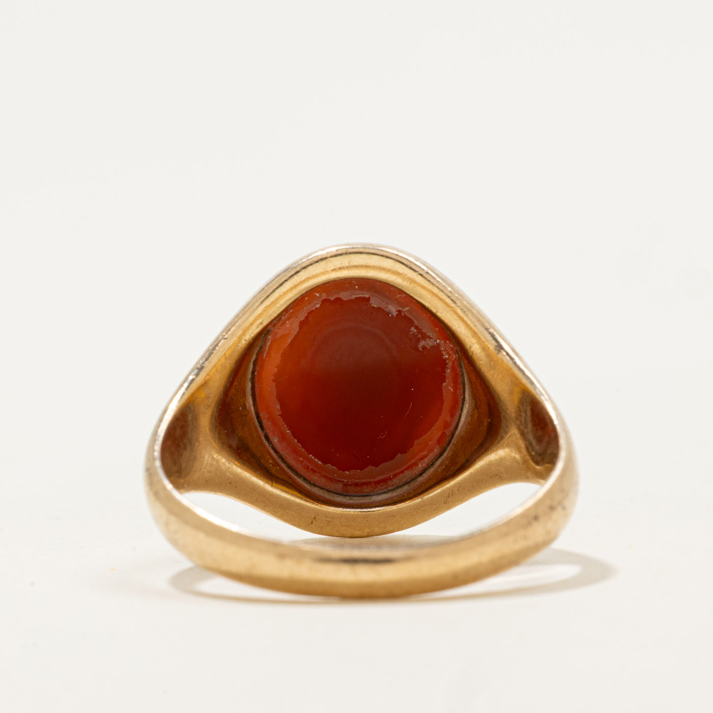 10k Agate Cameo Signet Ring | 3.4ct | SZ 10.25