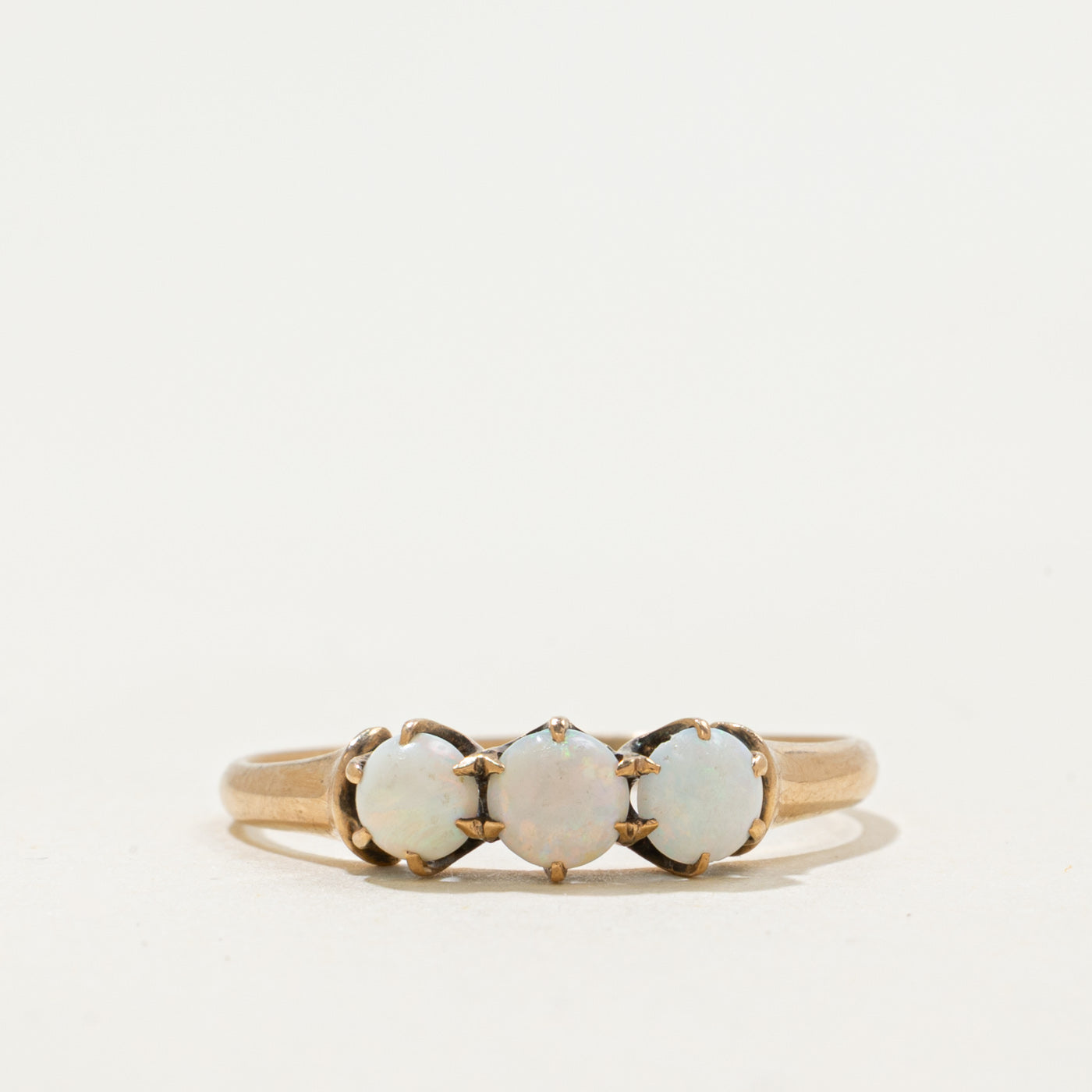 10k Three Stone Cabochon Opal Ring | 0.38ctw | SZ 6.5