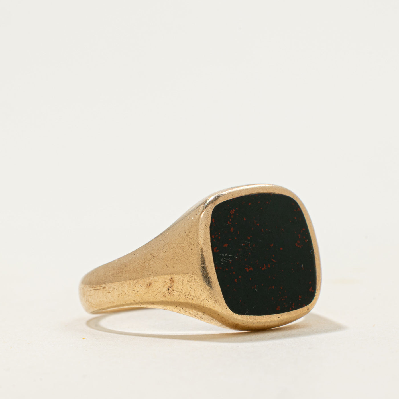 10k Flat Cabochon Bloodstone Signet Ring | 2.25ct | SZ 9