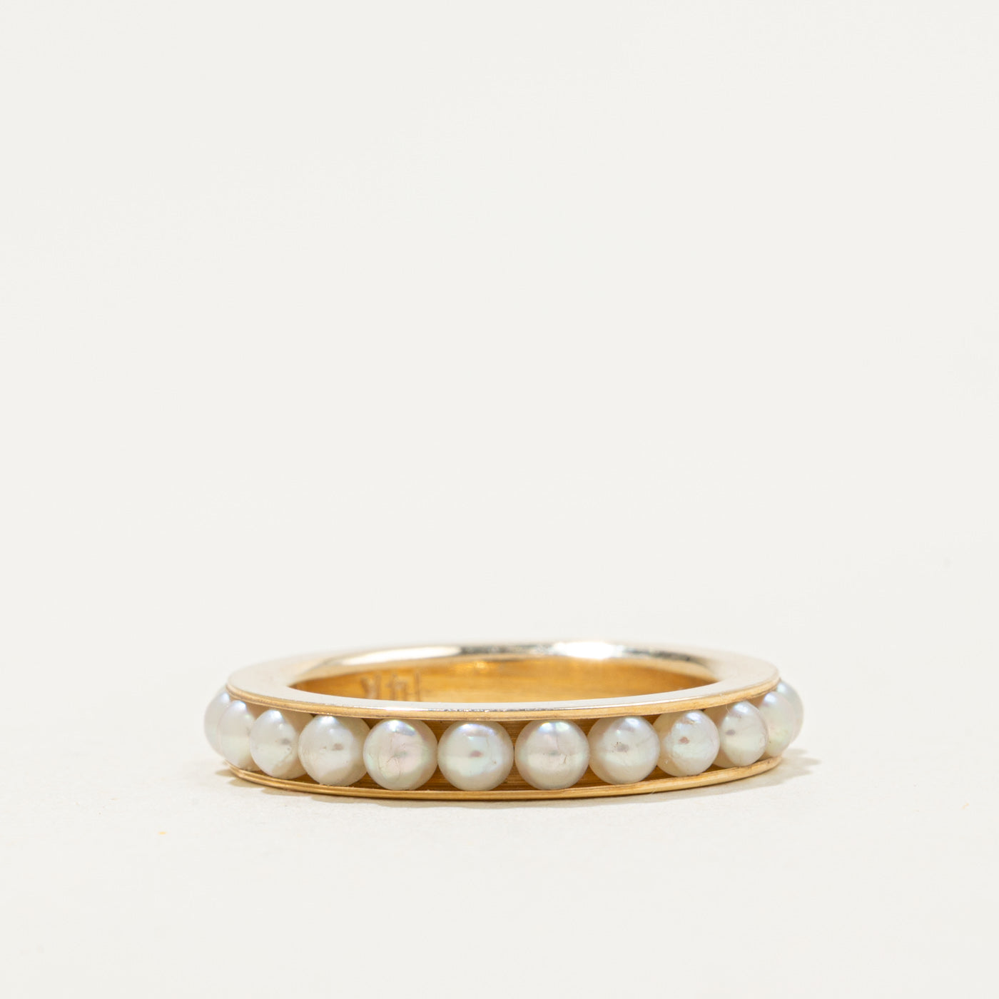 14k Pearl Eternity Band | SZ 4.25