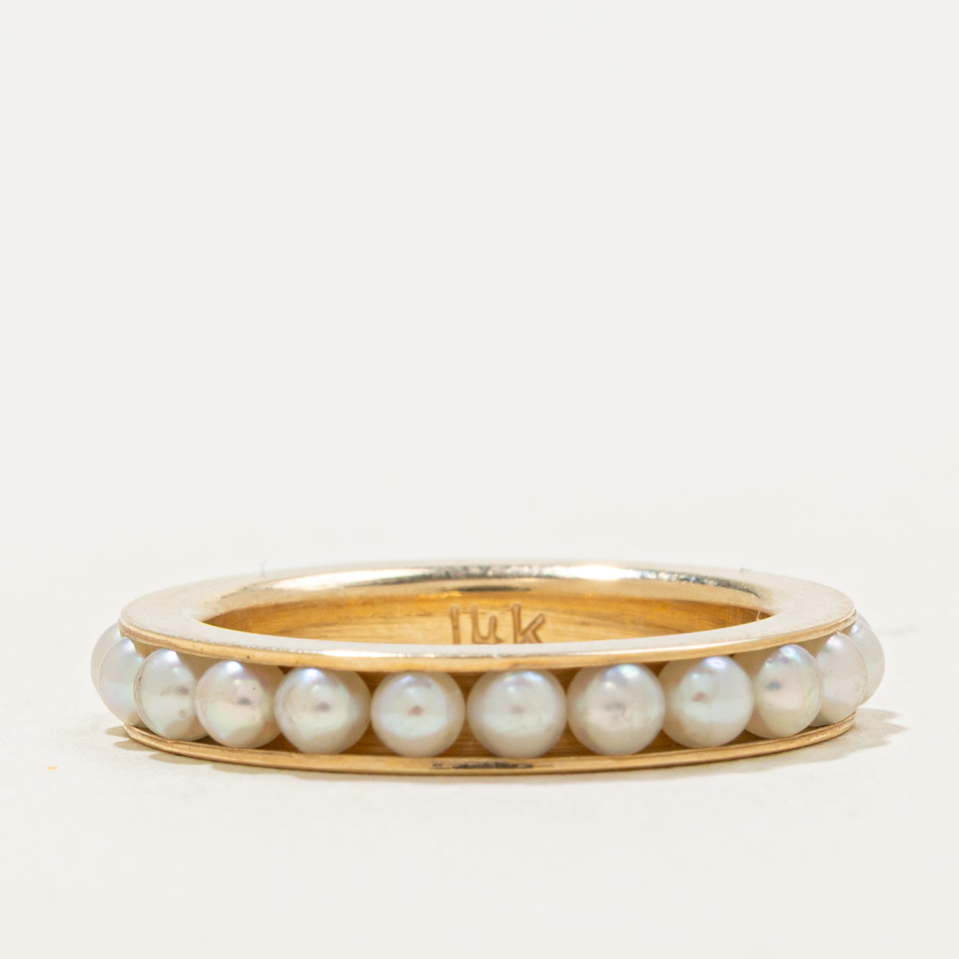 14k Pearl Eternity Band | SZ 4.25