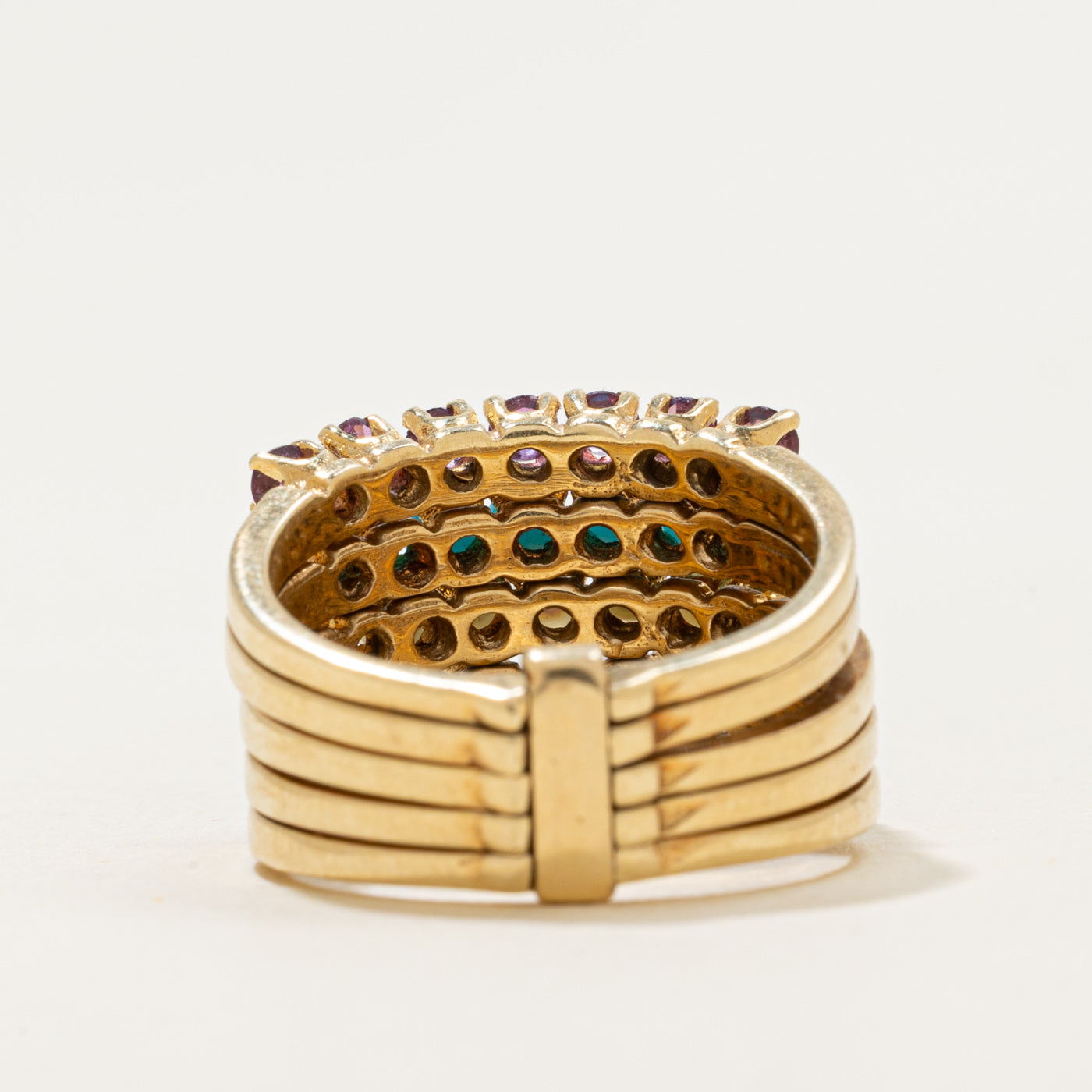 14k Multi Gemstone Stacked Ring | 0.85ctw