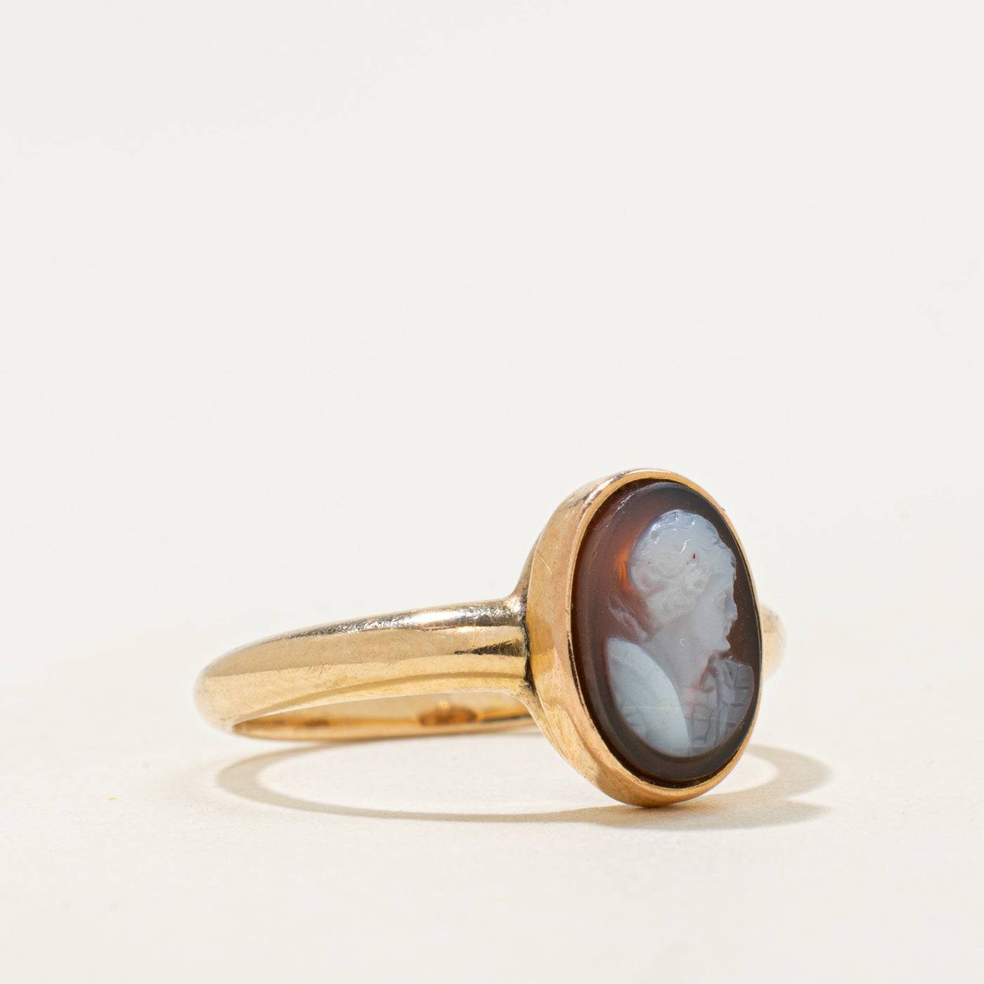 14k Agate Cameo Ring | 1.1ct | SZ 6.5 |