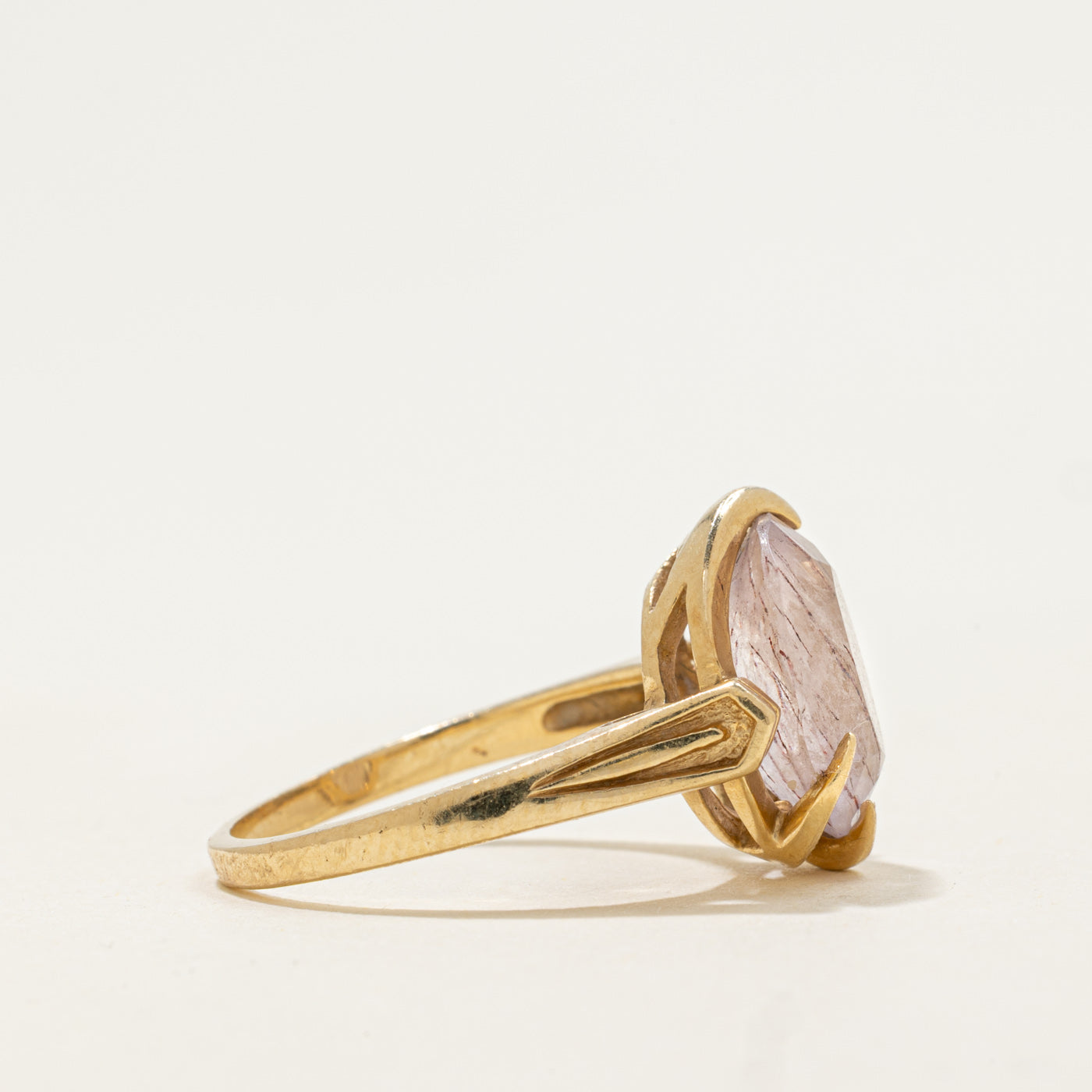 14k Rose Quartz & Hematite Inclusions Ring | 3.25ct | SZ 7.25 |