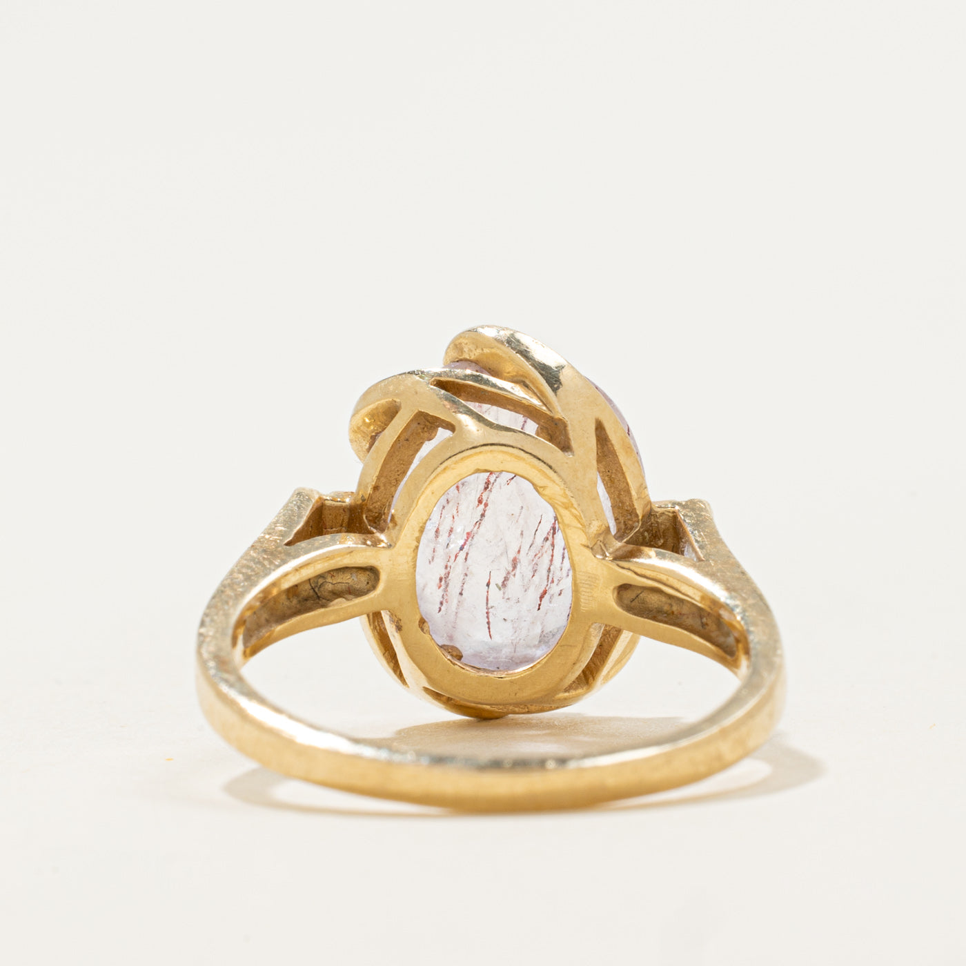 14k Rose Quartz & Hematite Inclusions Ring | 3.25ct | SZ 7.25 |