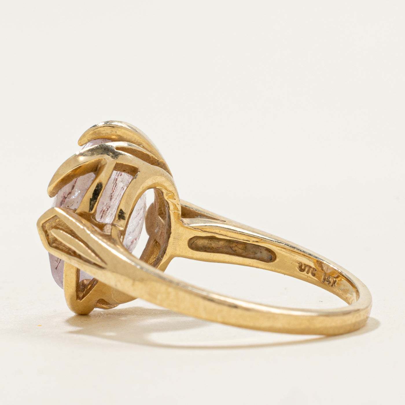 14k Rose Quartz & Hematite Inclusions Ring | 3.25ct | SZ 7.25 |