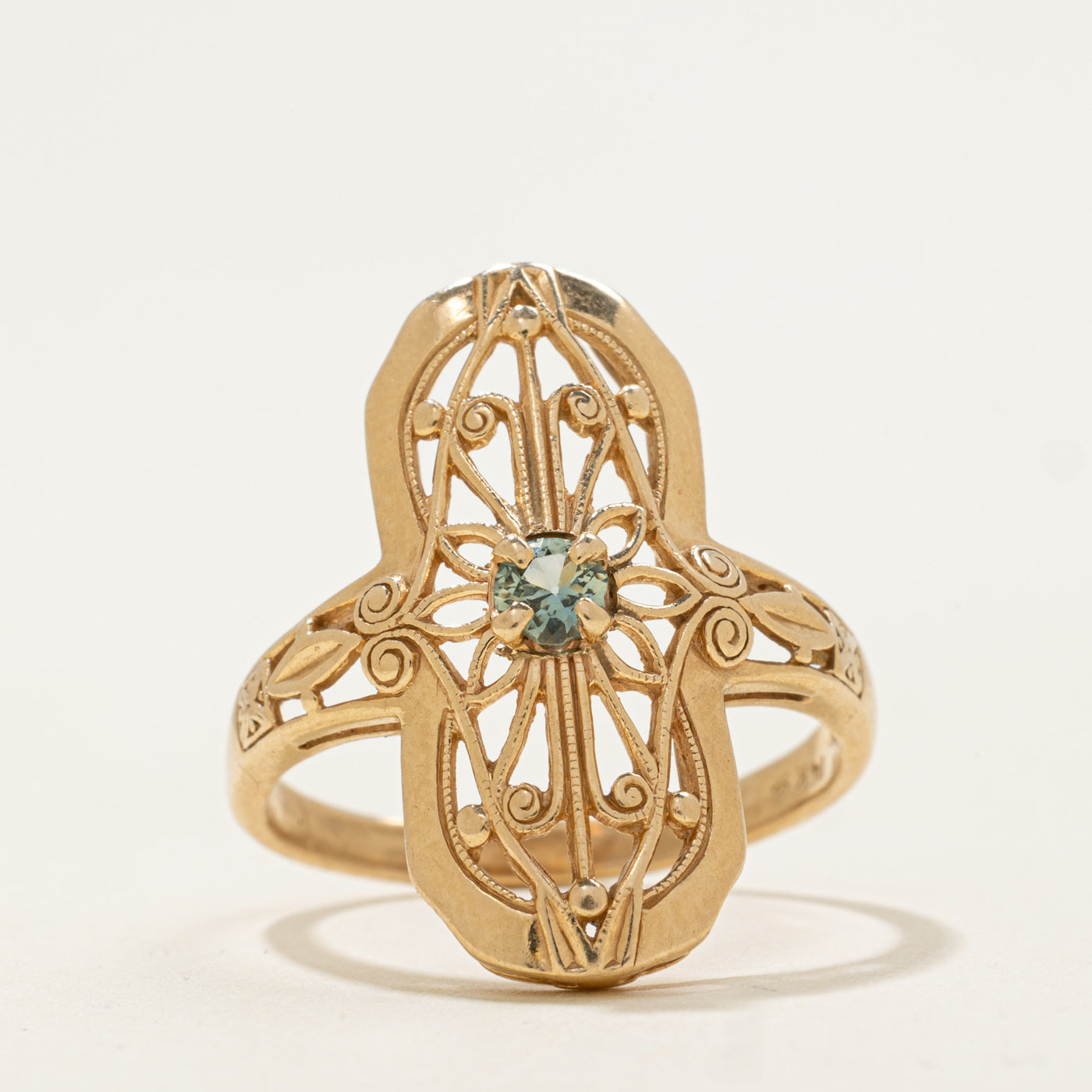 Art Deco Revival Green Sapphire Ring | 0.21ct | SZ 9