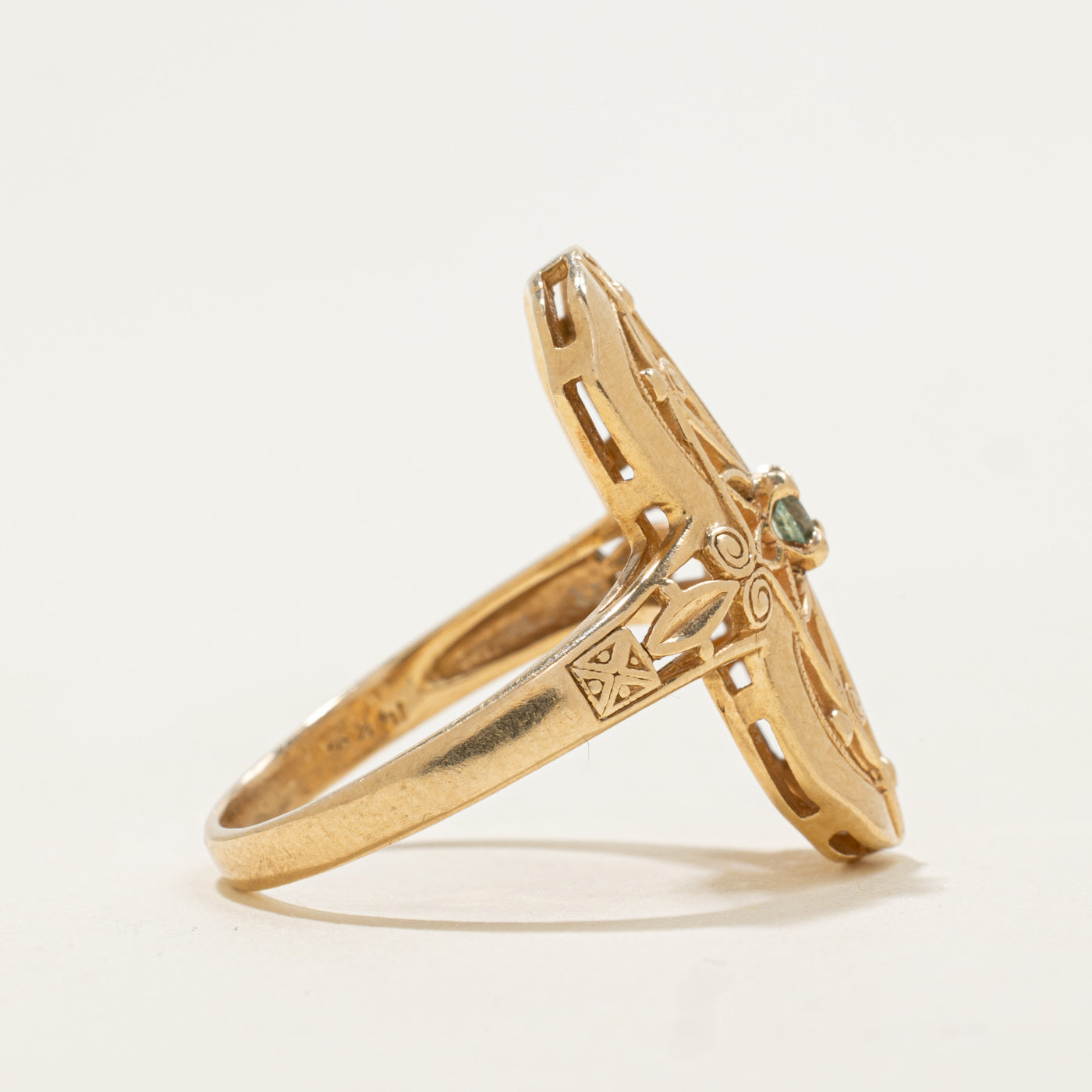Art Deco Revival Green Sapphire Ring | 0.21ct | SZ 9