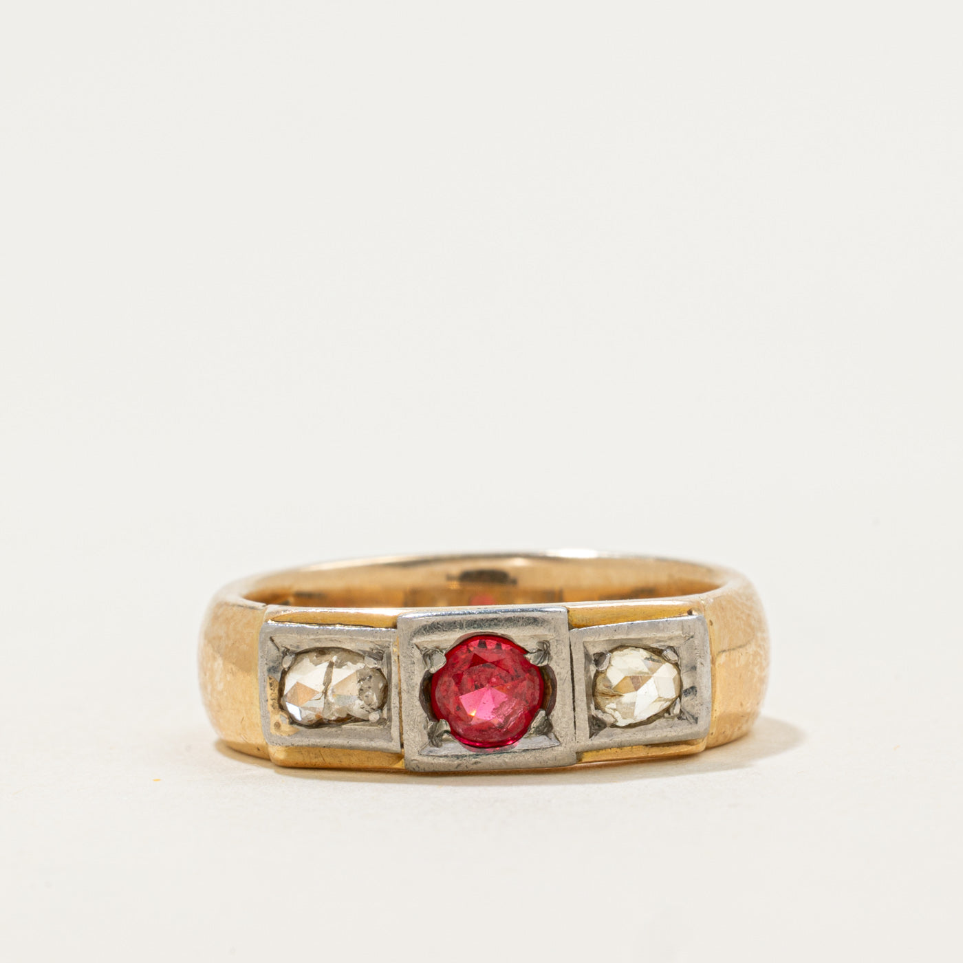 Antique Rose Cut Diamond & Paste Panel Ring | 0.3ctw, 0.24ct | SZ 6.75